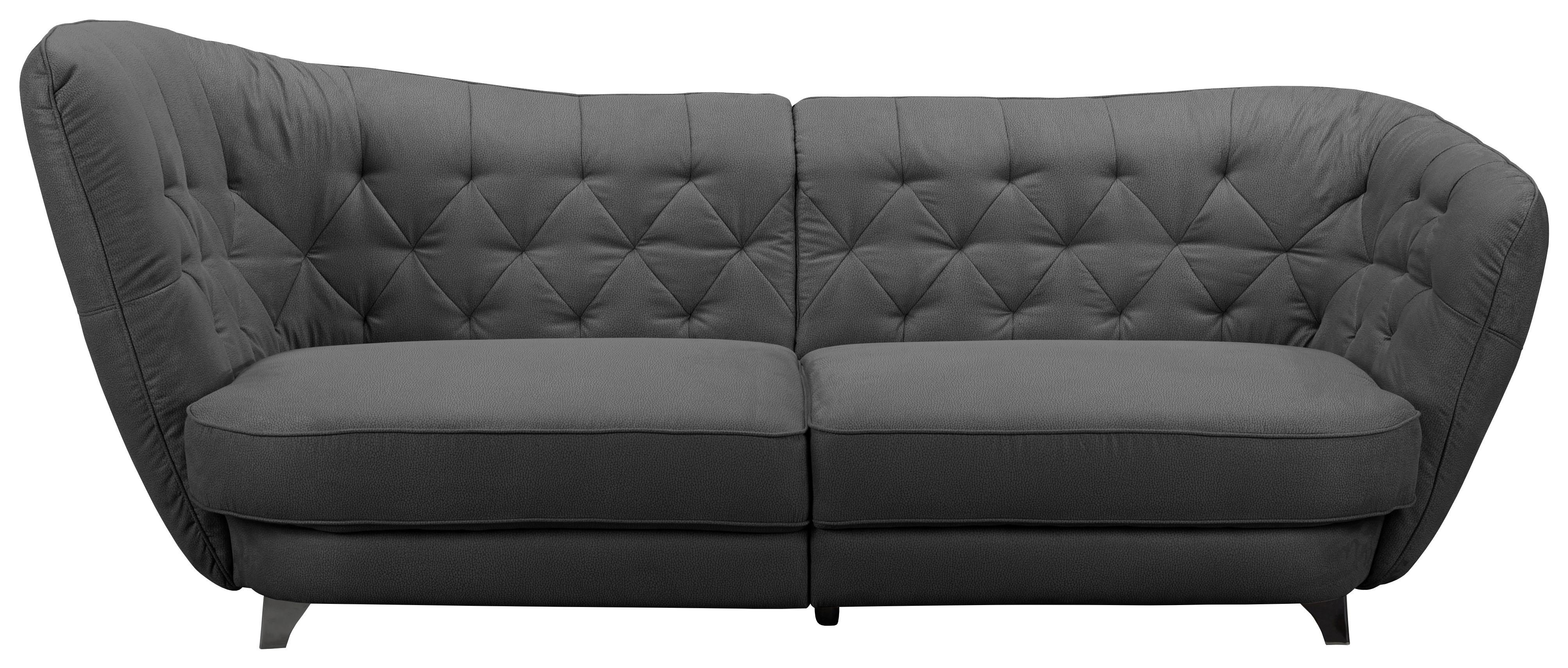Megasofa "Retro" , anthrazit - Chromfarben/Anthrazit, MODERN, Textil/Metall (256/98/115cm) - MID.YOU