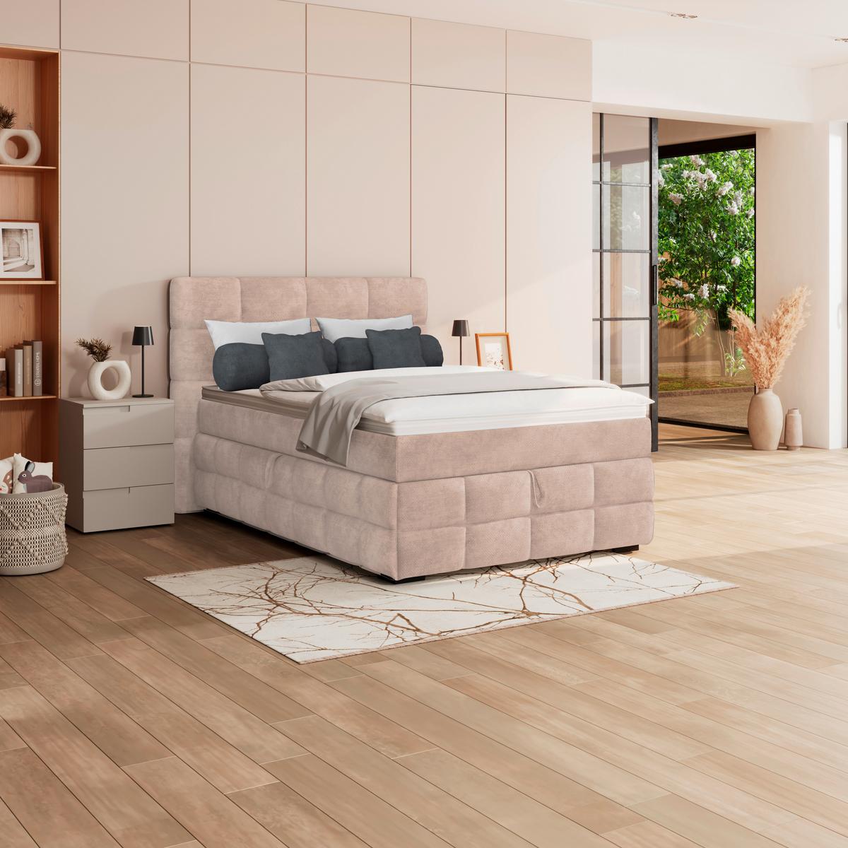 PAT BOX VEGA - bej/alb, Trend, lemn/textil (120/200cm) - Modern Living