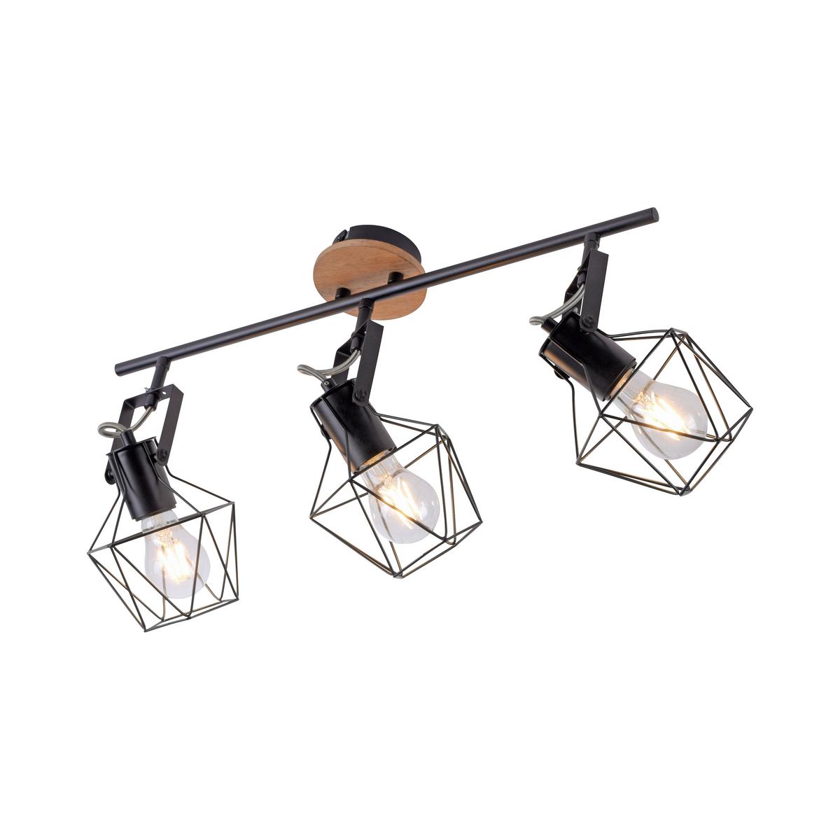 Deckenleuchte Jaro max. 60 Watt - Schwarz, Natur, Holz/Metall (83/28/31cm)