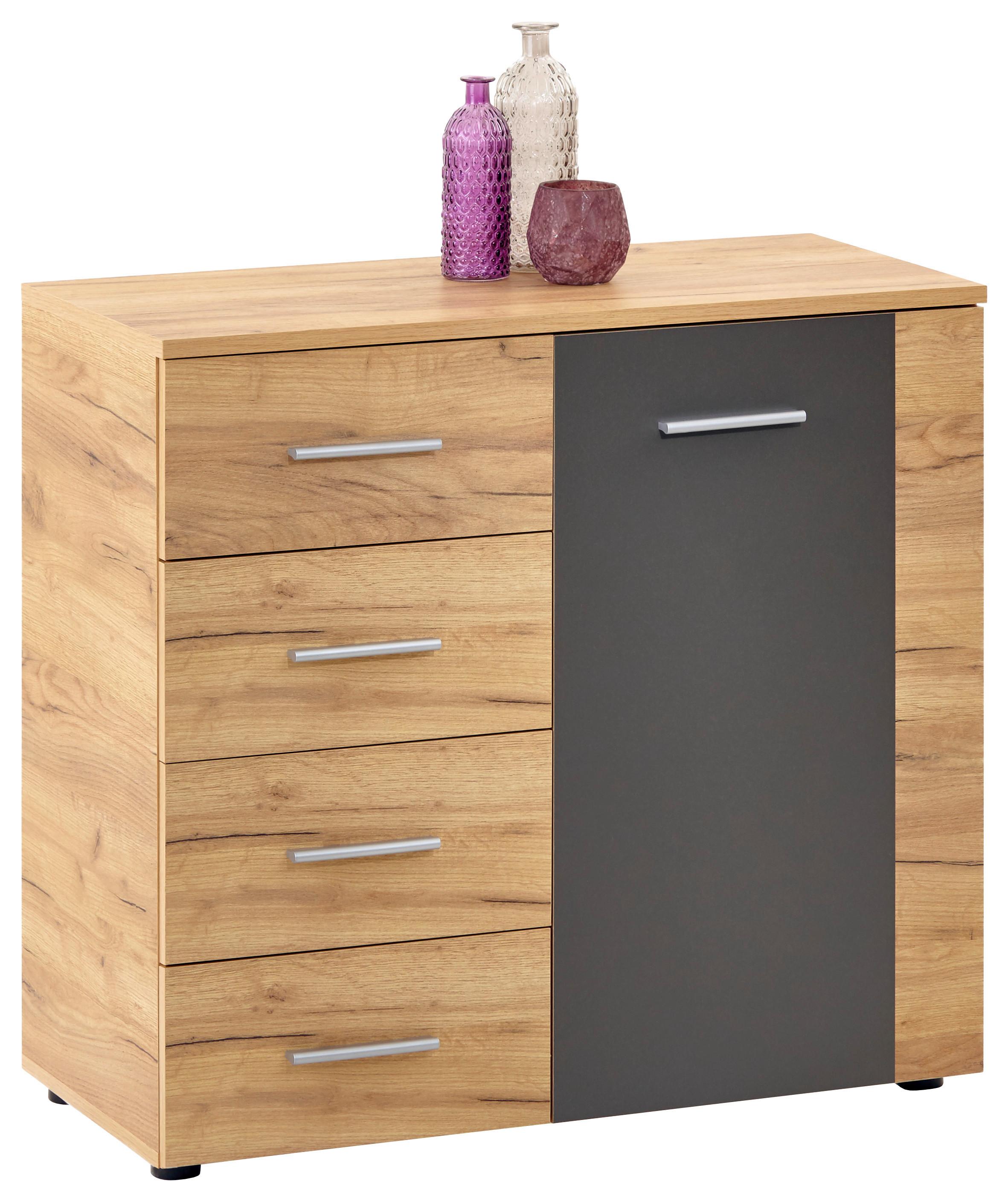 Komoda Uno - siva/barve hrasta, Moderno, leseni material (88/80/40cm) - Mömax