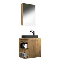 Kopalnica Hausa, Barva Hrasta, Črna, 3-Delna - srebrne barve/črna, Moderno, kovina/steklo (52cm) - MID.YOU