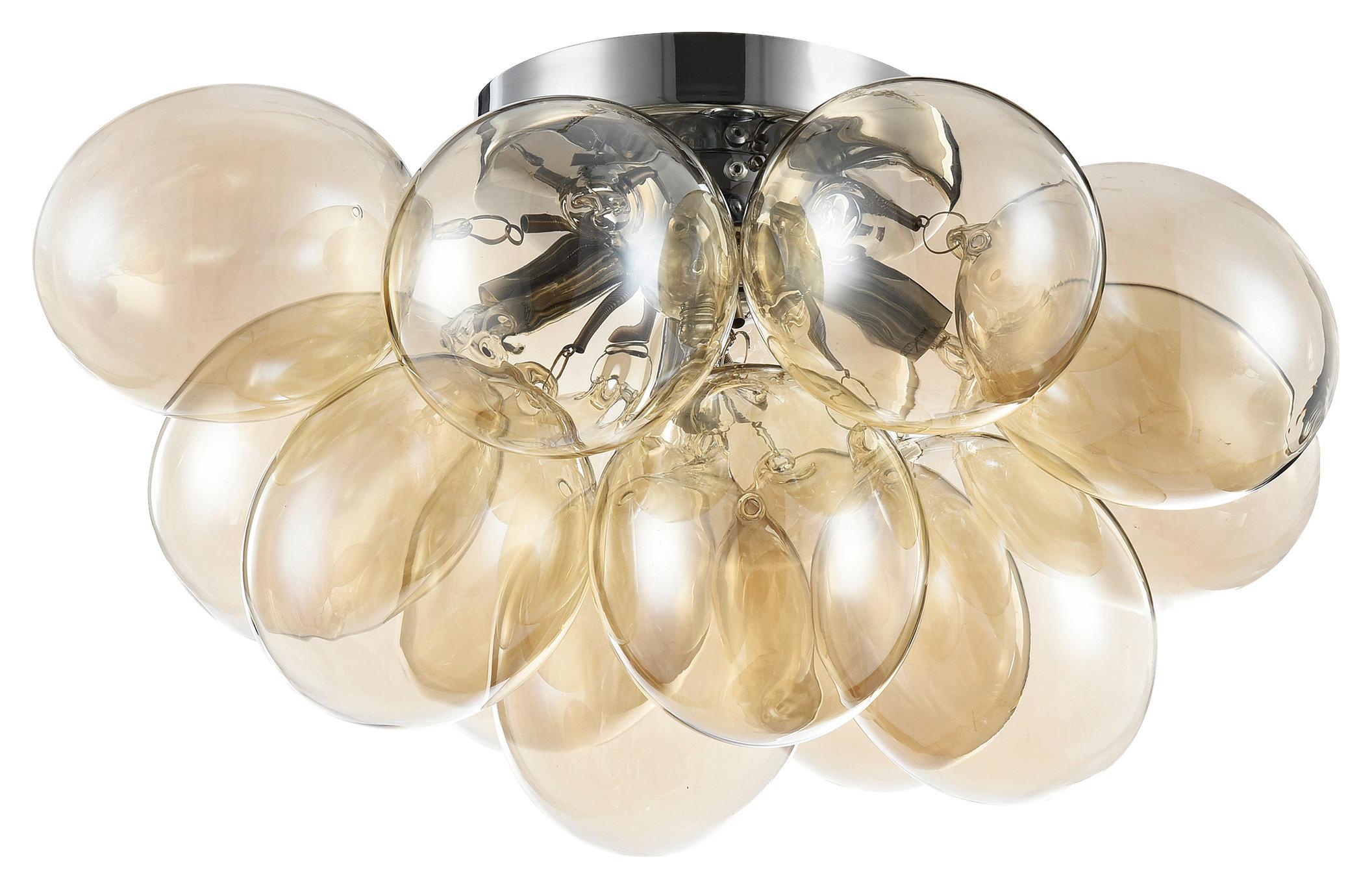 Deckenleuchte Balbo Nickel/Bernstein max. 28 Watt - Bernsteinfarben/Nickelfarben, Trend, Glas/Metall (38/22,5/38cm) - MAYTONI