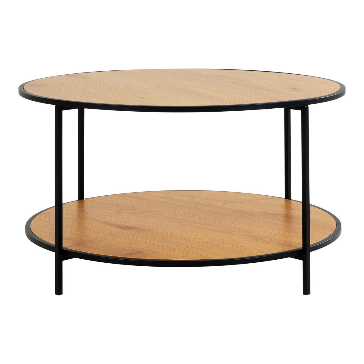 Couchtisch Vita Eichefarben ca. 80x80x45 cm - Eichefarben/Schwarz, Design, Holzwerkstoff/Metall (80/80/45cm) - MID.YOU