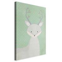 Slika Na Platnu Young Deer - sivobež/žajbljevo zelena, Basics, tekstil/les (80/120/1,2cm) - artgeist
