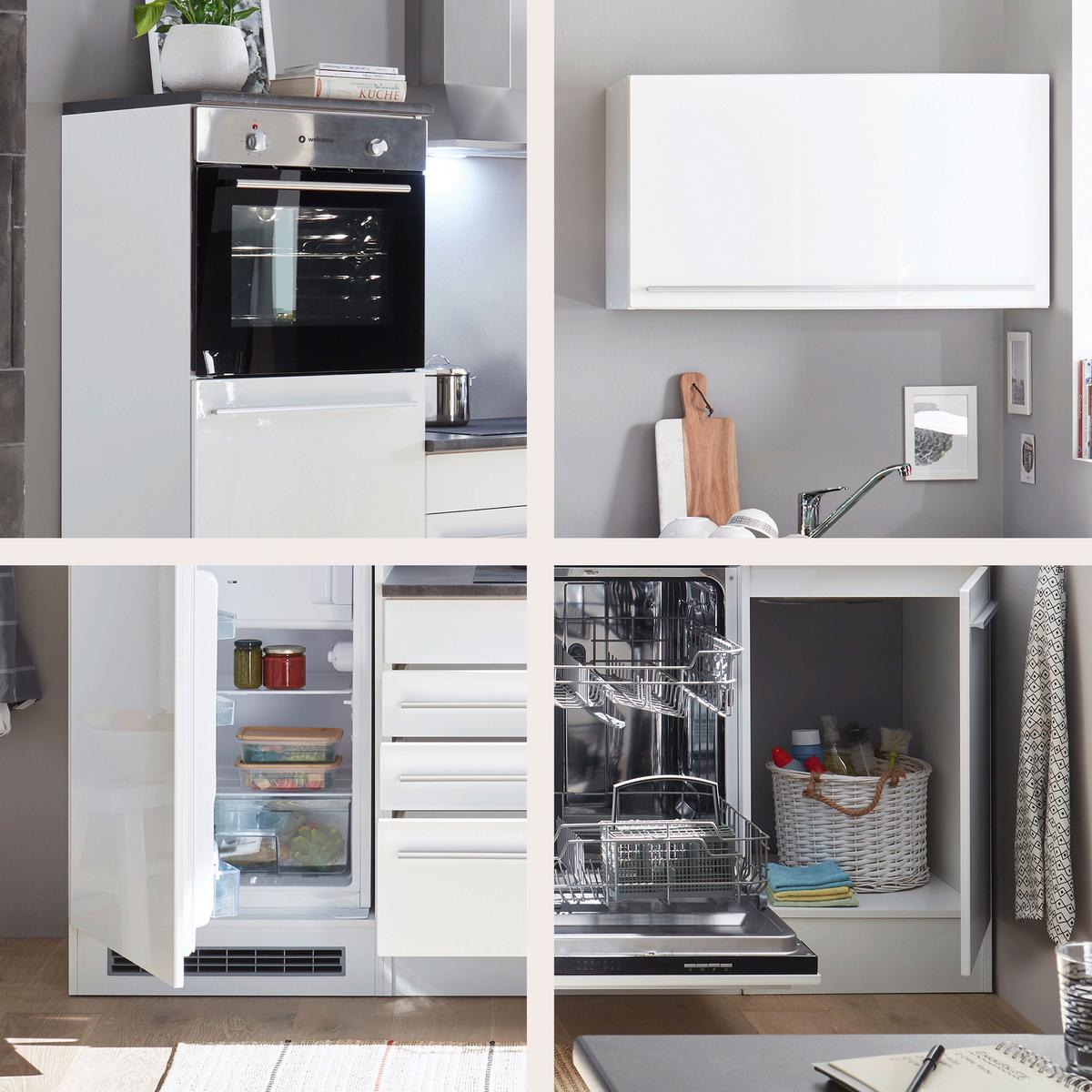 Küchenblock Jazz mit Geräten ca. 260 cm Weiß - Anthrazit/Silberfarben, LIFESTYLE, Holzwerkstoff/Kunststoff (260cm) - P & B