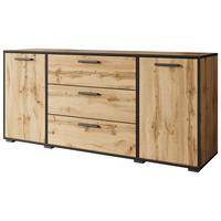 Sideboard Bogota ca. 150x68 cm Eiche Wotan - Eiche Wotan/Schwarz, Basics, Holzwerkstoff/Kunststoff (150/68/40cm) - MID.YOU