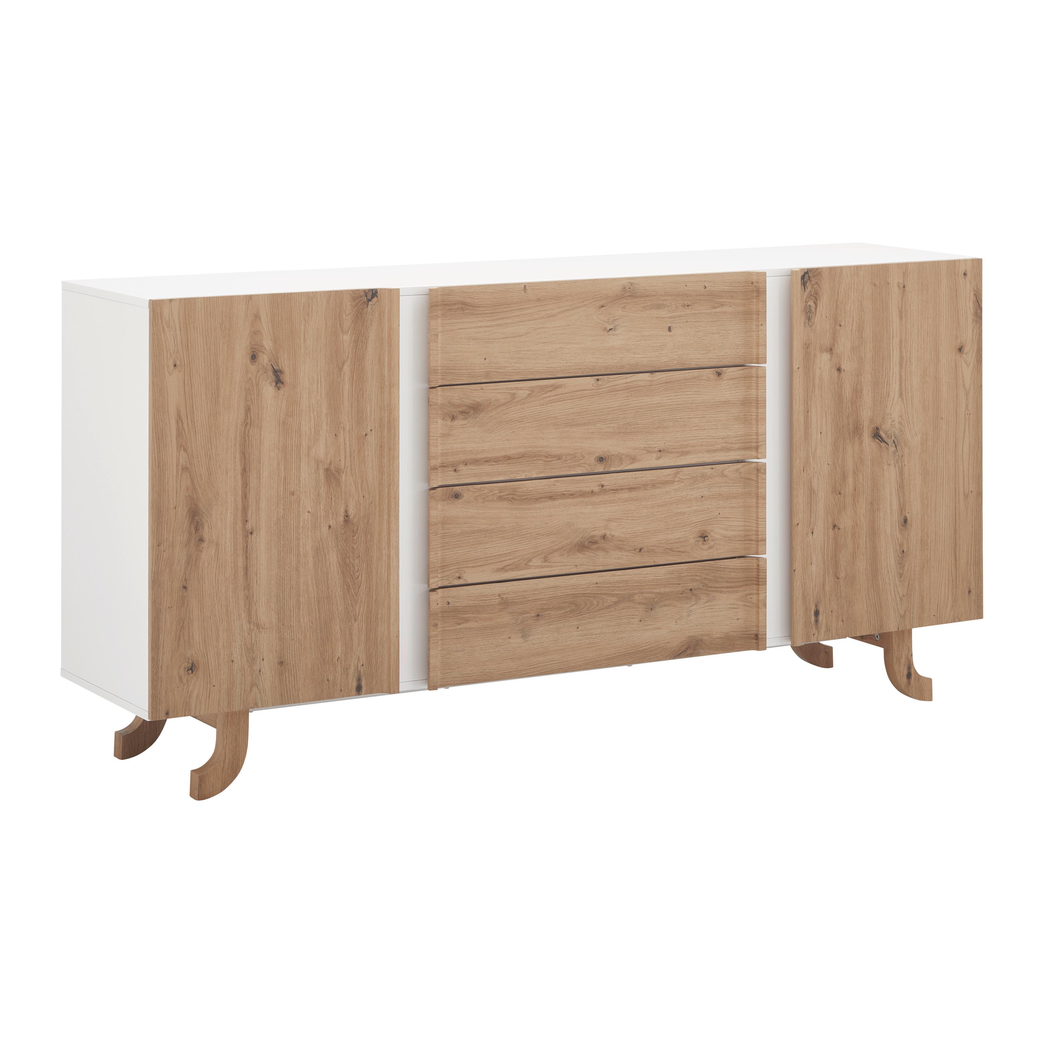 Komoda Vira, Barva Hrasta, Bela - barve bora/bela, Moderno, les (172/85/43cm) - Bessagi Home