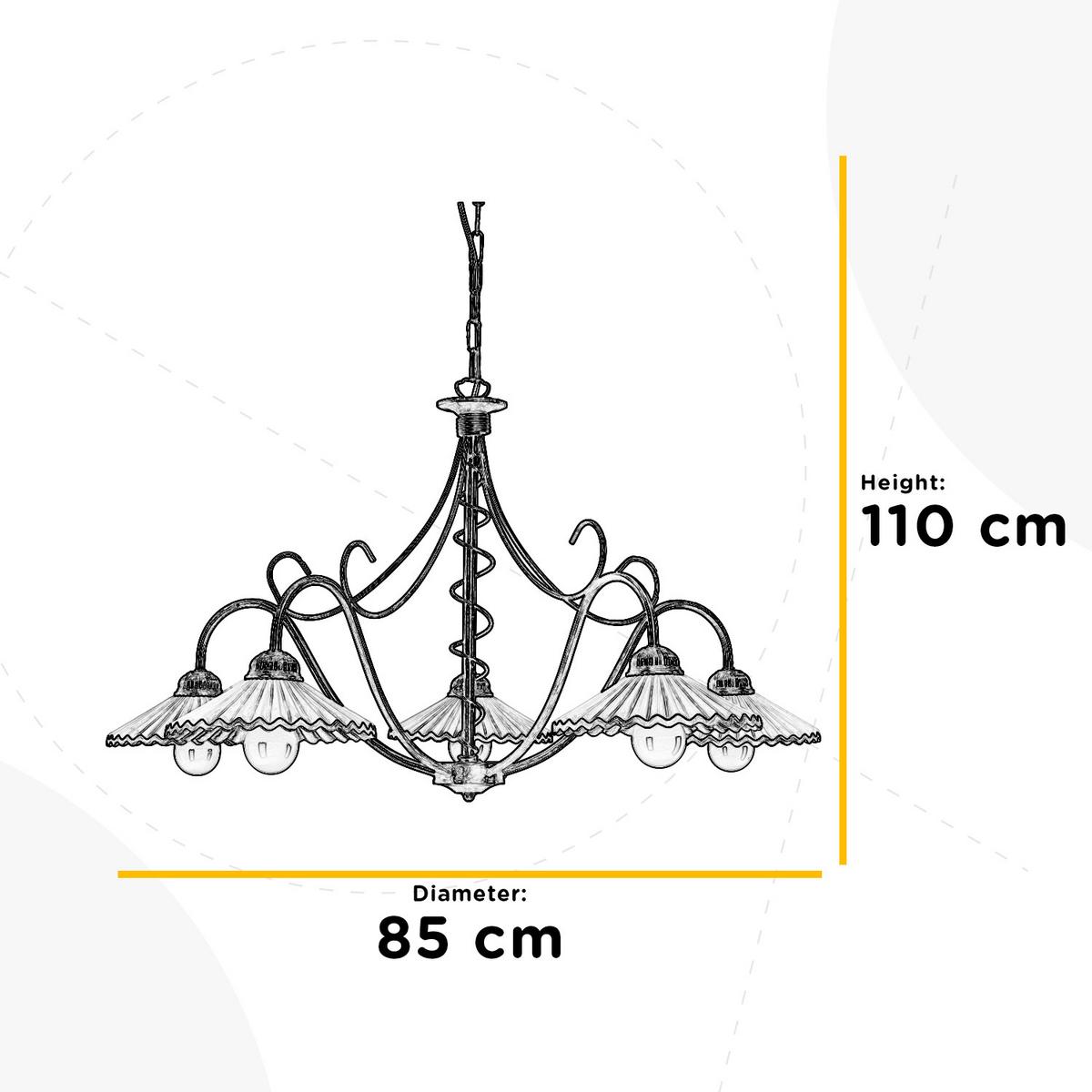 Kronleuchter Rosina Bersteinfarben max. 6 Watt - Bernsteinfarben, KONVENTIONELL, Keramik/Metall (85/110cm)