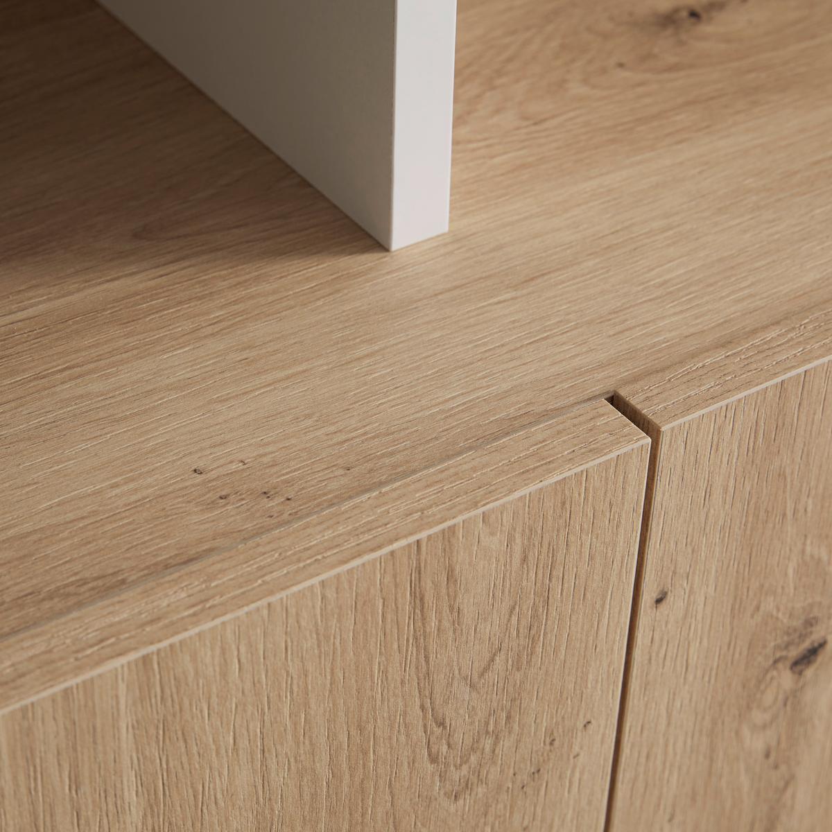 Sideboard Amarito in Weiss HG/Eiche Artisan - Weiss Hochglanz/Eiche Artisan, Konventionell, Holzwerkstoff (210/101/42cm) - Mömax