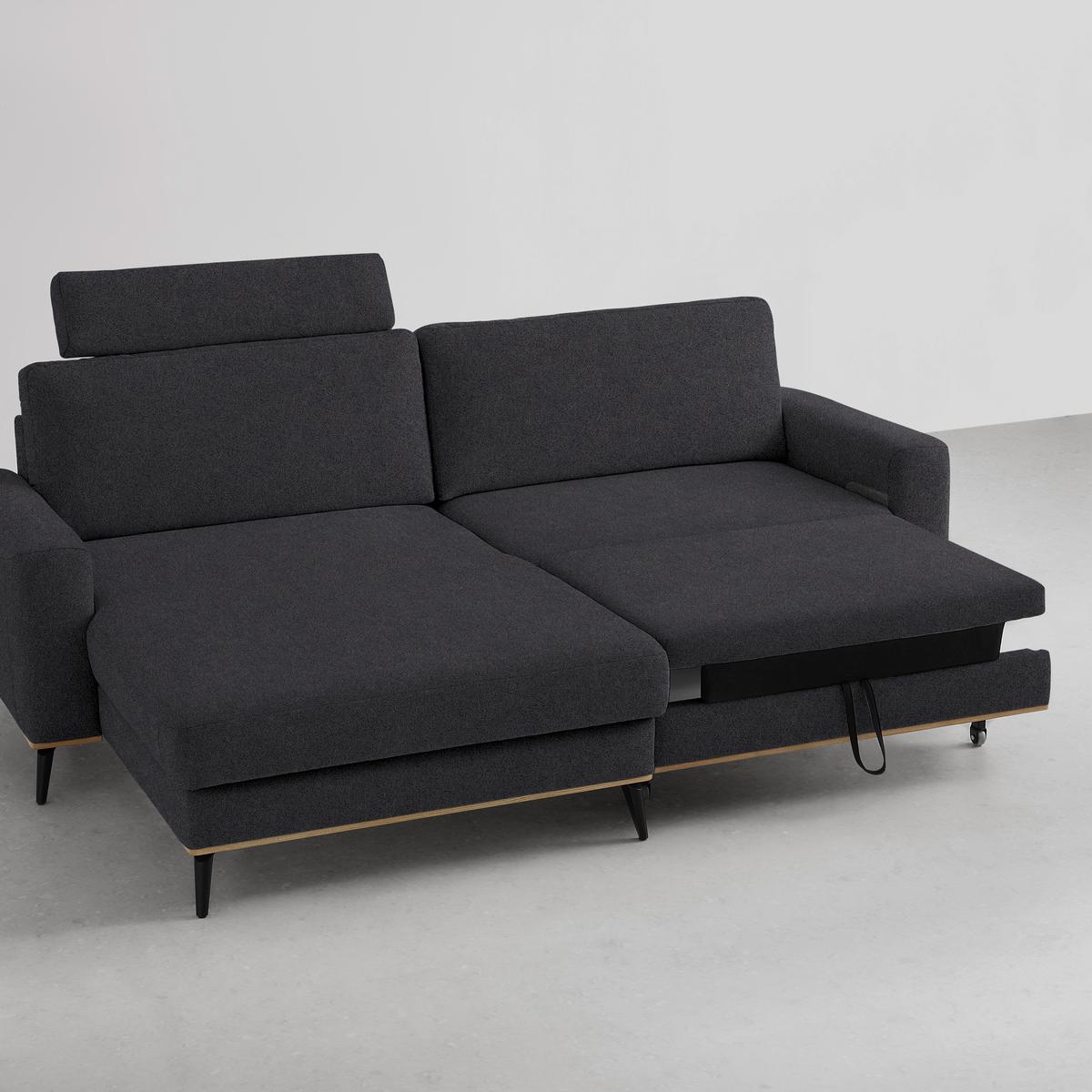 Wohnlandschaft Romeo Platinfarben - Platinfarben/Schwarz, KONVENTIONELL, Textil/Metall (167/87/234cm) - Zandiara