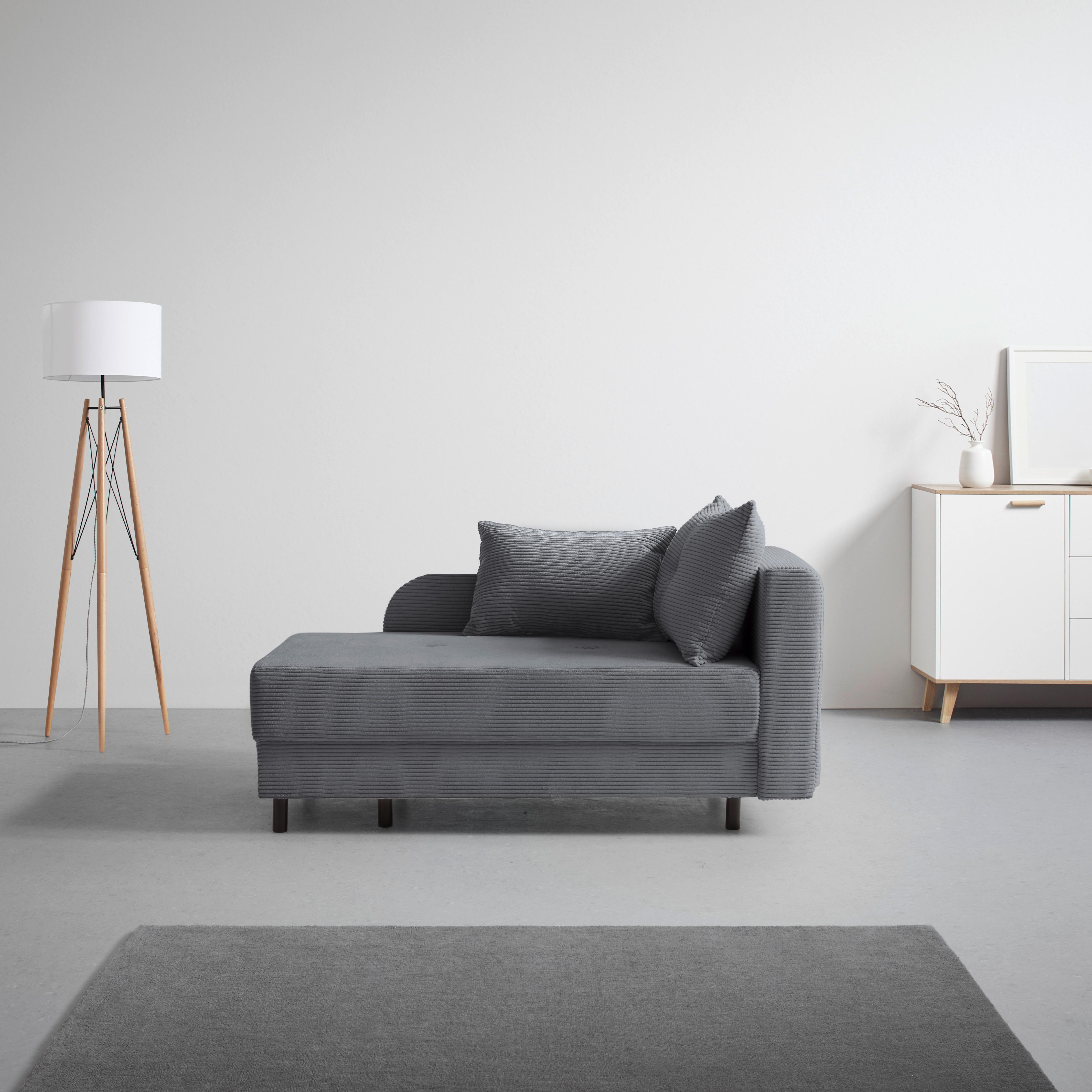 Liege Nova Dunkelgrau - Dunkelgrau/Schwarz, MODERN, Holz/Textil (145/62/85cm) - Mömax
