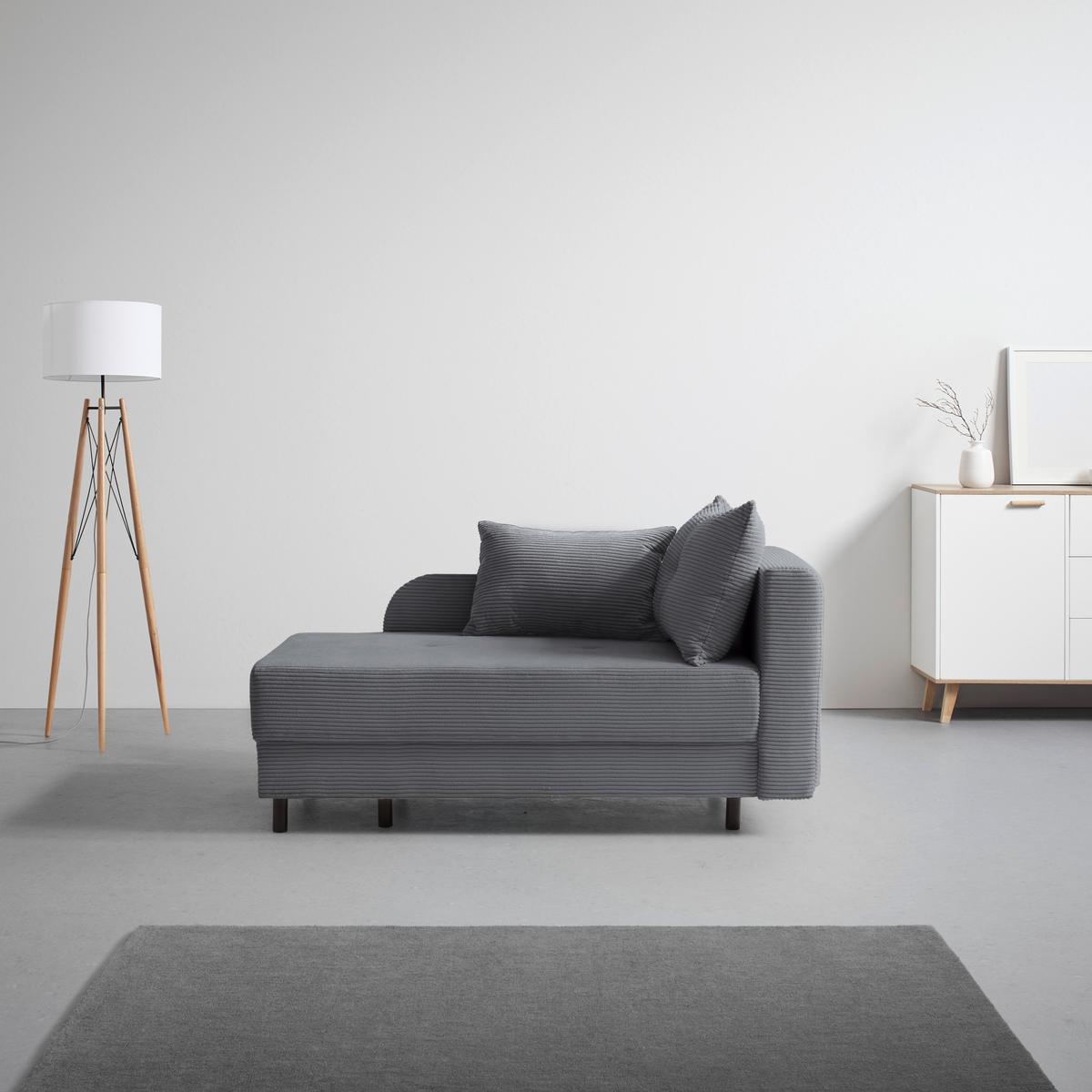 Liege Nova Dunkelgrau - Dunkelgrau/Schwarz, MODERN, Holz/Textil (145/62/85cm) - Mömax