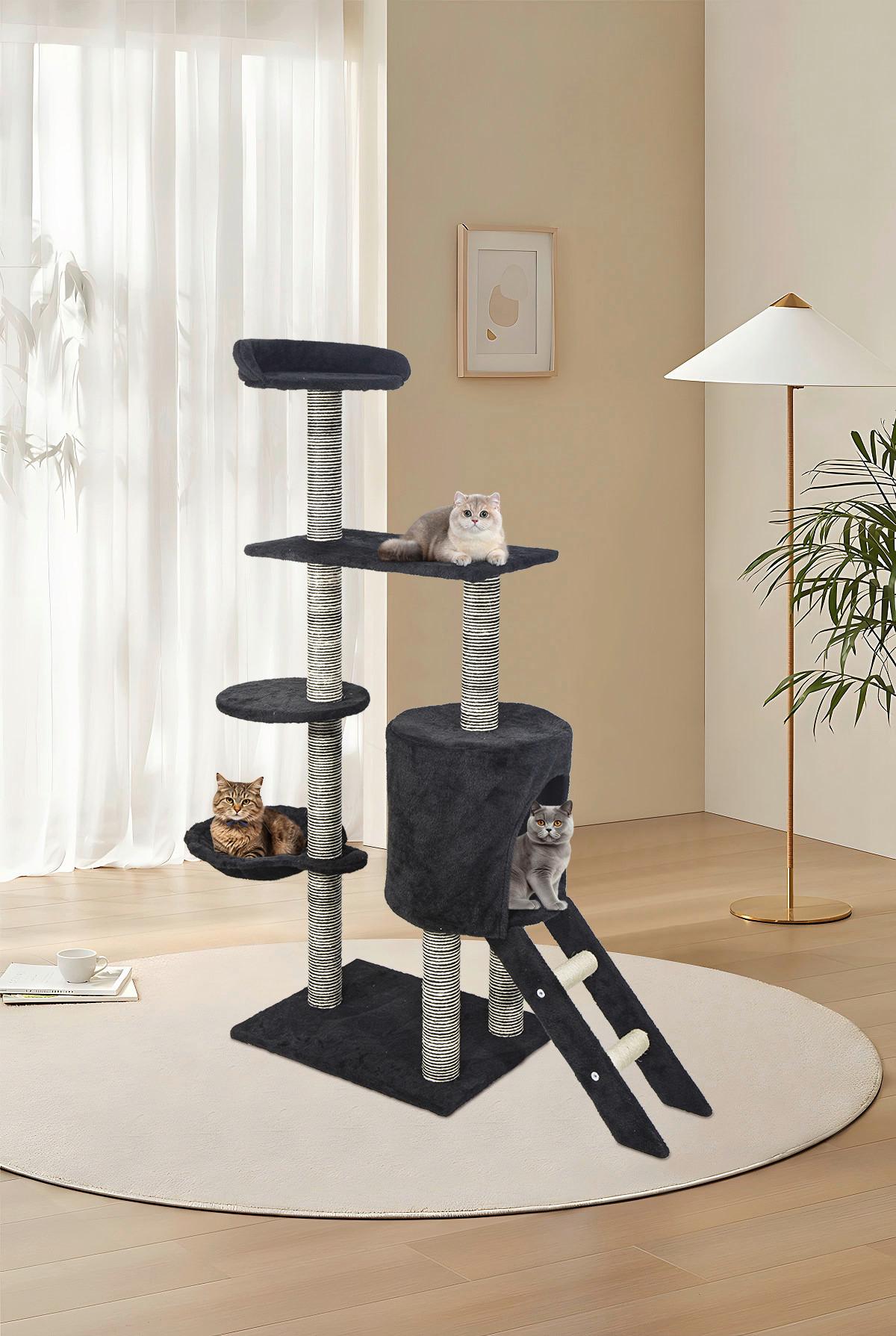 Kratzbaum Cookie Schwarz - Schwarz, KONVENTIONELL, Karton/Holzwerkstoff (50/40/135cm) - Mömax