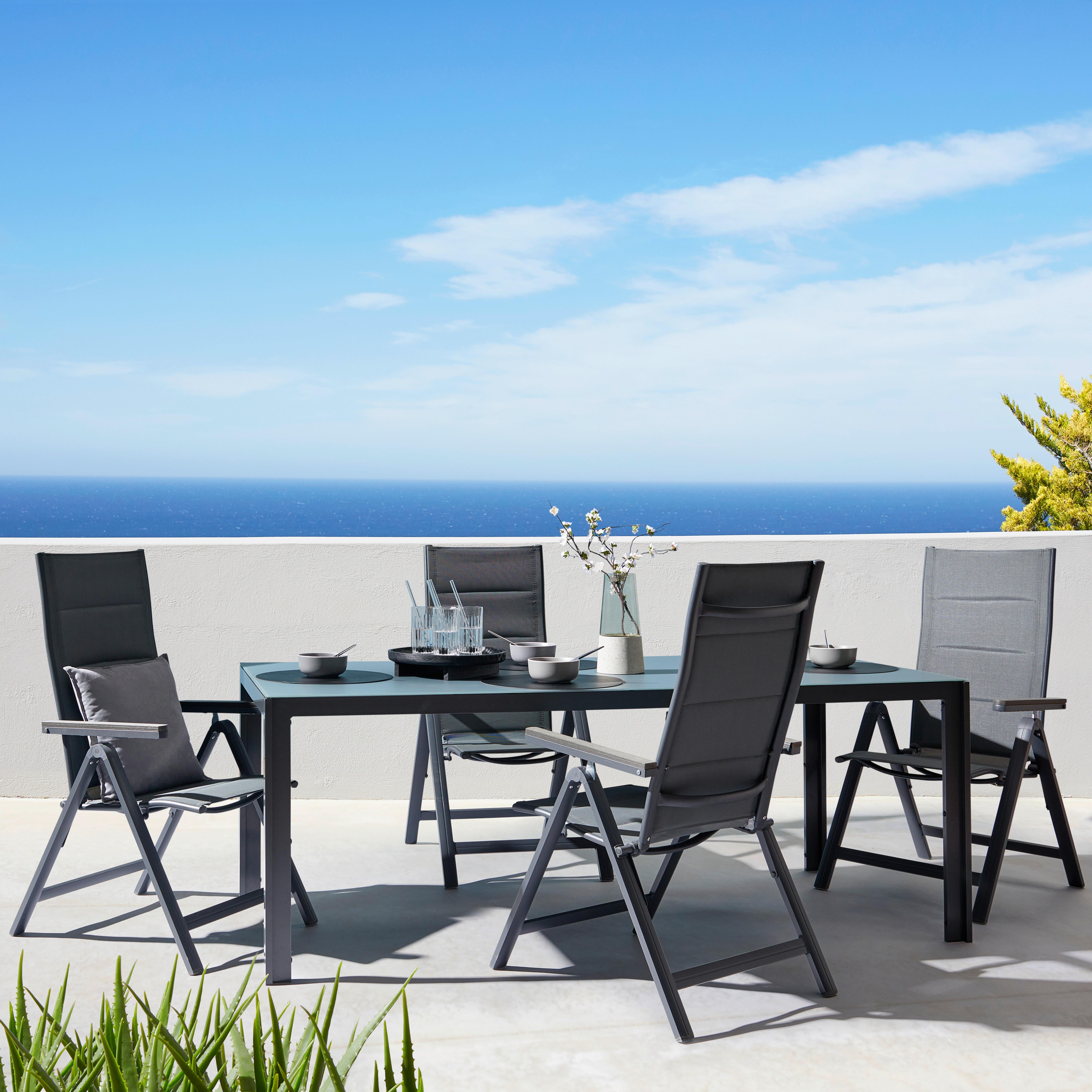 Gartenstuhl Nabila in Dunkelgrau - Dunkelgrau, Modern, Kunststoff/Textil (58/112/68cm) - Modern Living