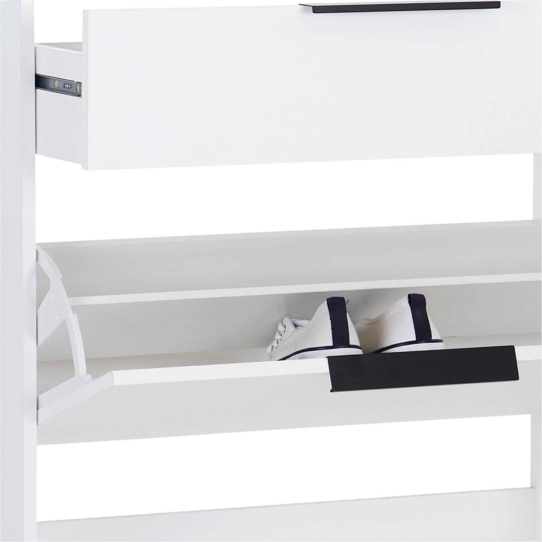 Ormarić Za Cipele Anna 02 - bijela/crna, Moderno, drvni materijal/metal (79/103,4/25cm) - Modern Living