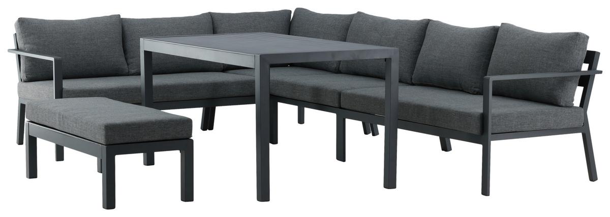 DINING-LOUNGESET RAMOS - Schwarz/Grau, KONVENTIONELL, Textil/Metall (294/210cm) - Gardenson