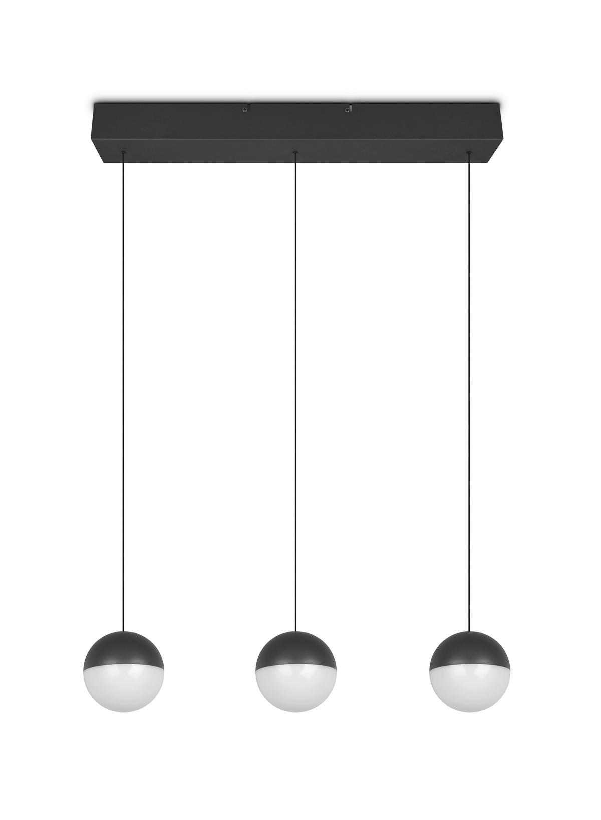 Led Függőlámpa Sestine 3 Égős - fekete, Modern, műanyag/fém (60/9/150cm) - Mömax