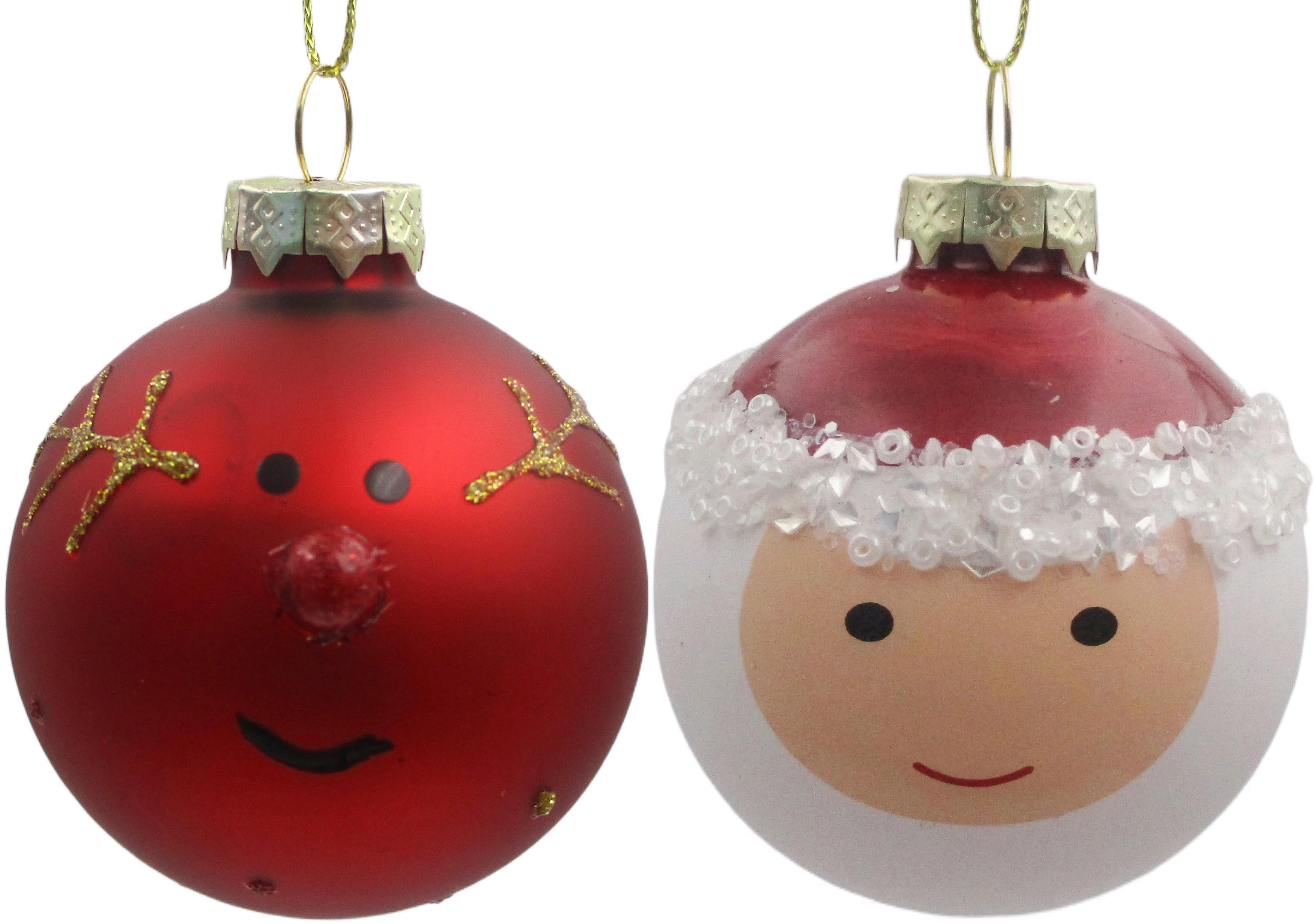 Christbaumanhänger Figures Weiß/Dunkelrot 2-teilig - Weiß/Dunkelrot, Glas/Textil (6cm) - Mömax