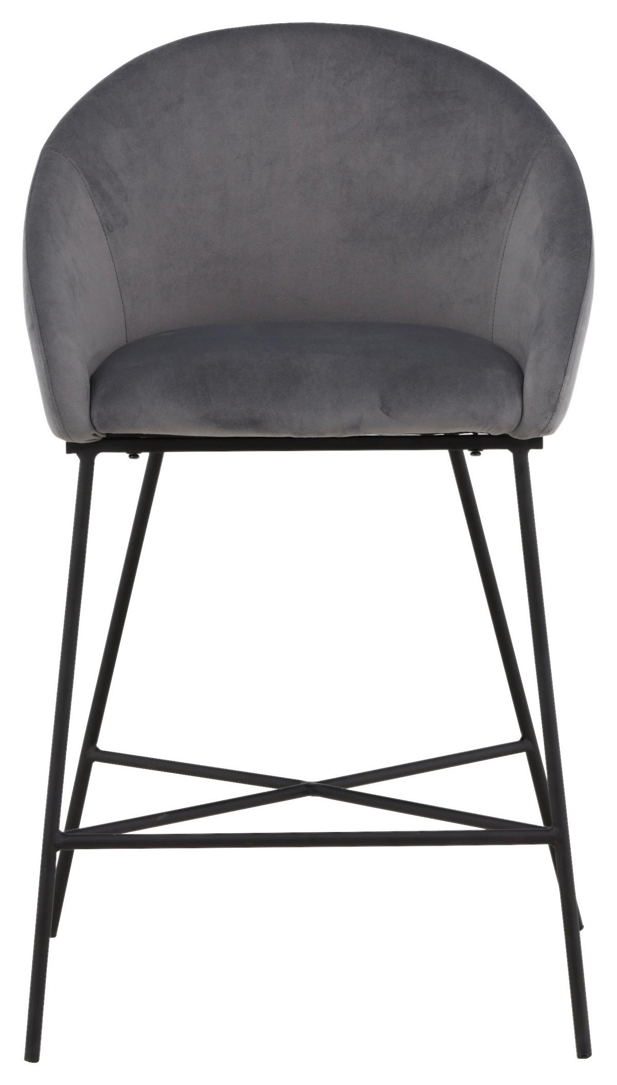 Barhocker Velvet VELVET - Dunkelgrau/Schwarz, Design, Textil/Metall (58,5/97/57cm) - Livetastic