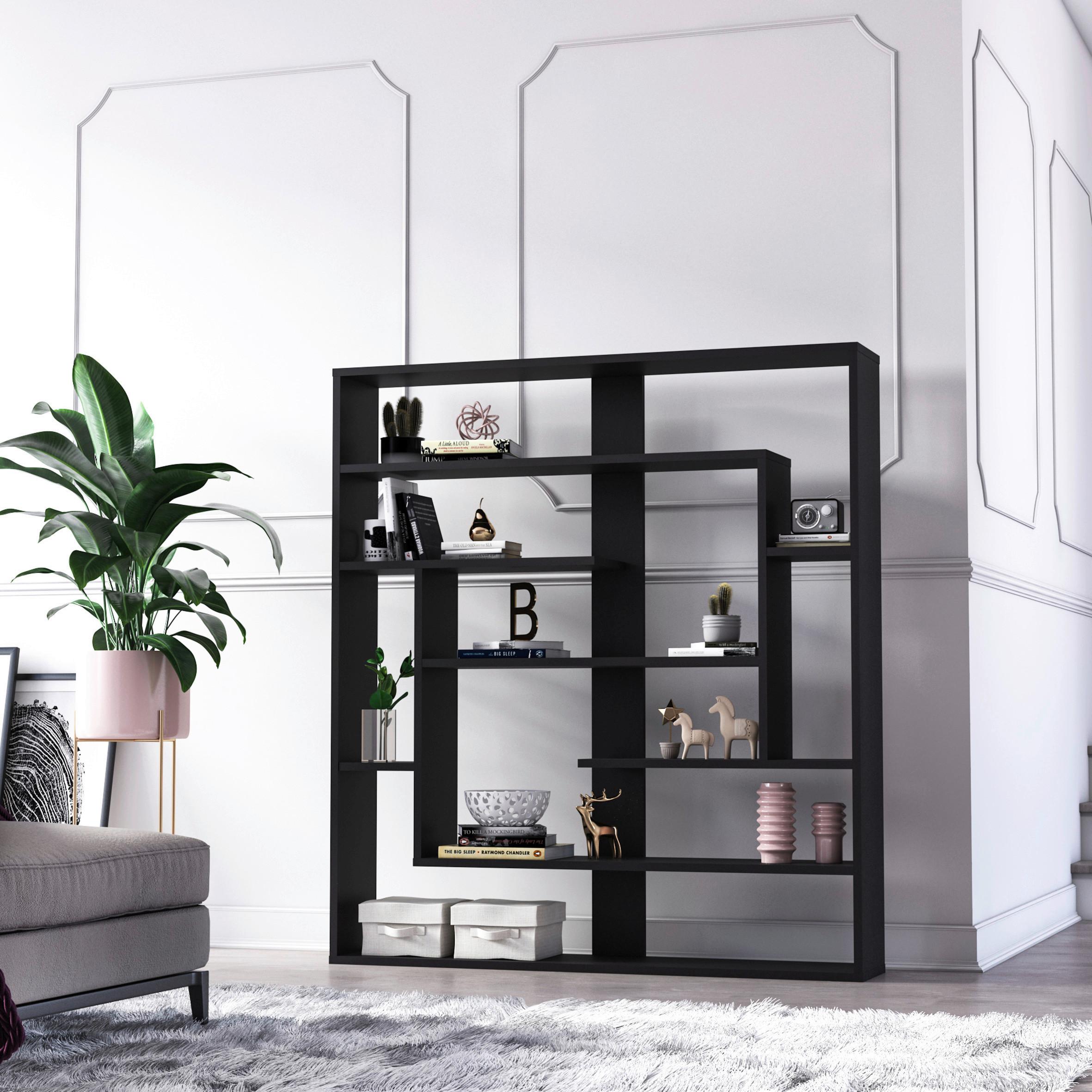 REGAL POSEIDON STANDREGAL - Schwarz, Design, Holzwerkstoff (114/132/22cm) - Livetastic