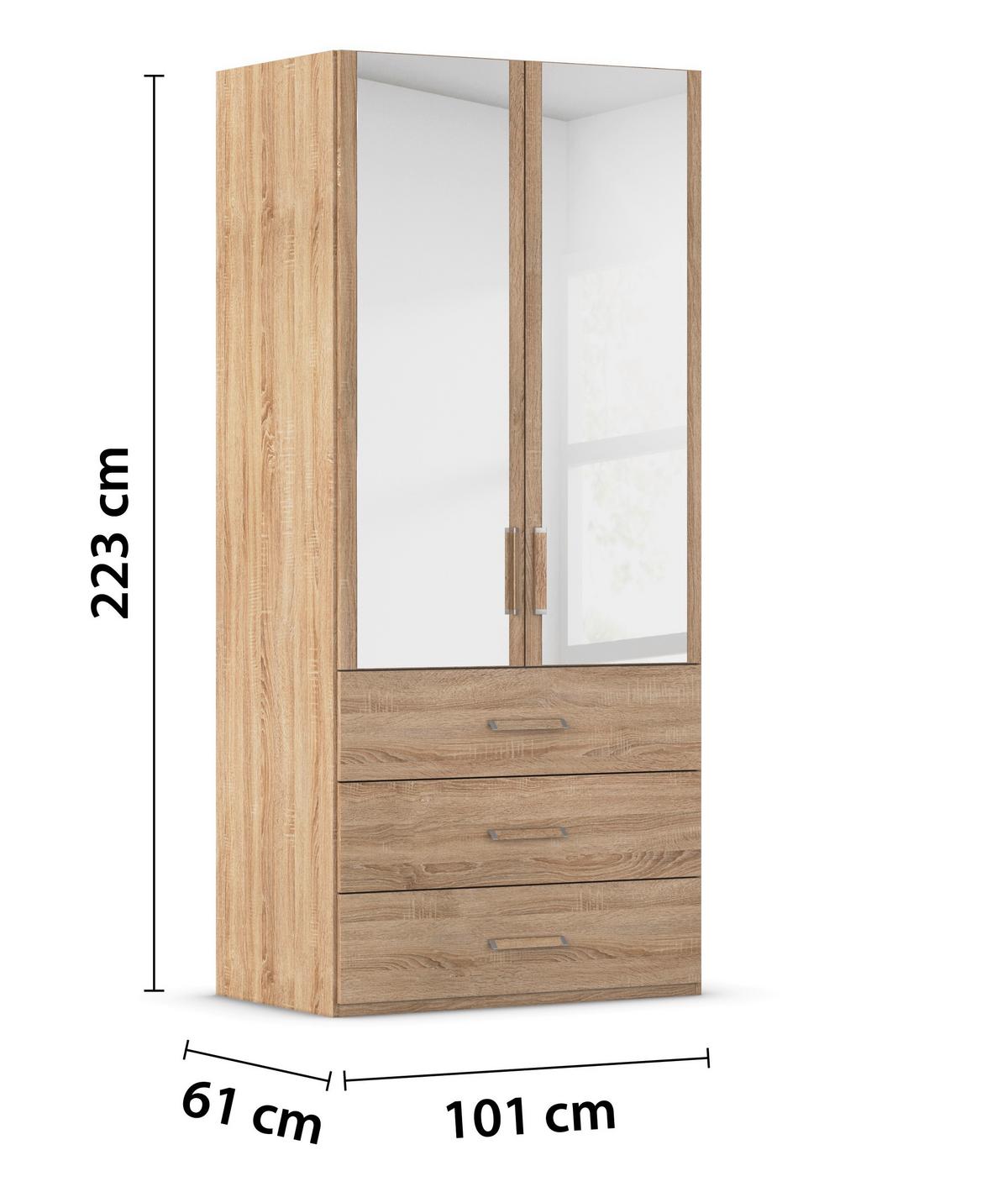 Omara S Klasičnimi Vrati Evelyn, Barva Hrasta - hrast sonoma, Design, umetna masa/steklo (101/223/60cm) - Novel