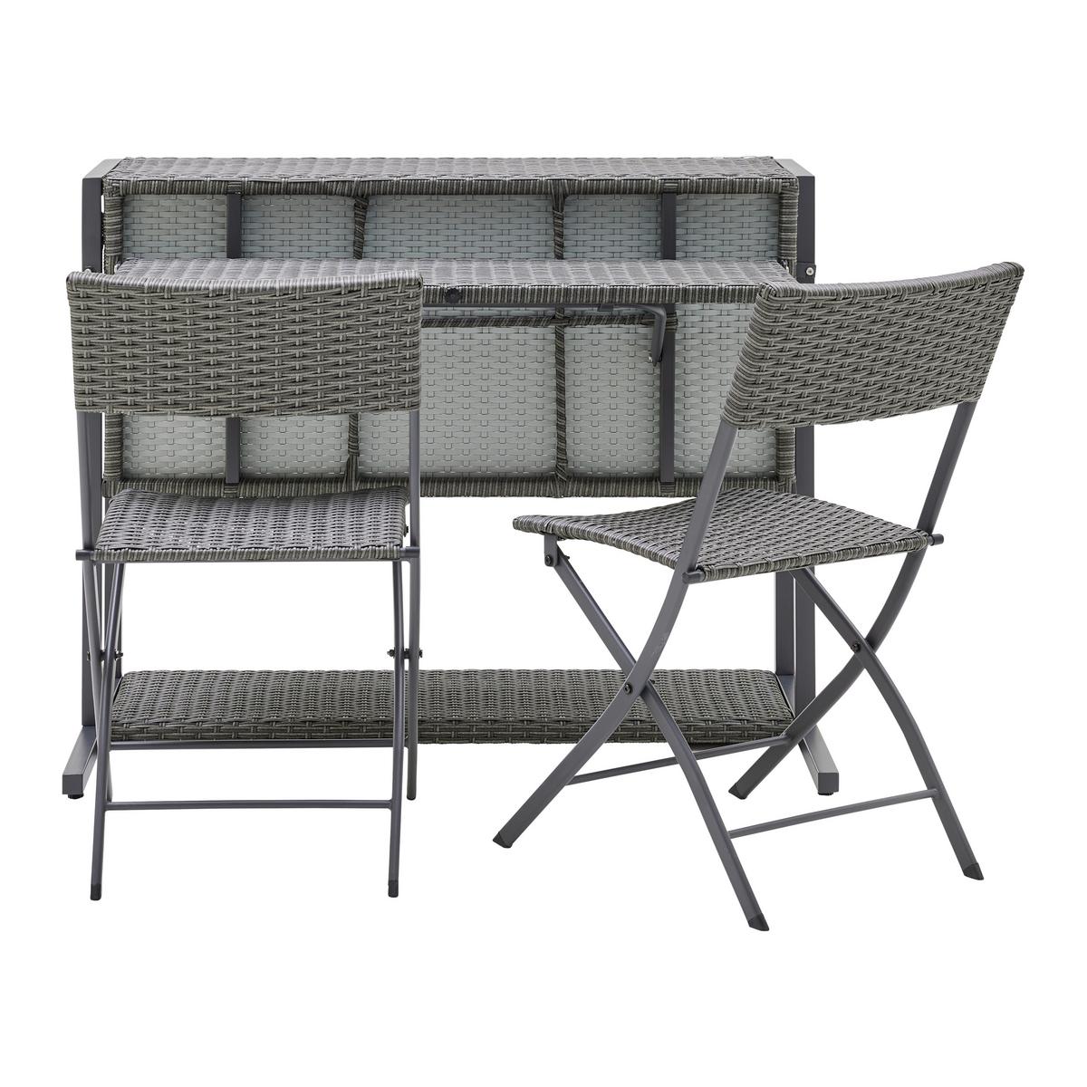 Set balcon Mario - gri deschis/gri, Modern, plastic/metal (110/86,5/80cm) - Bessagi Garden