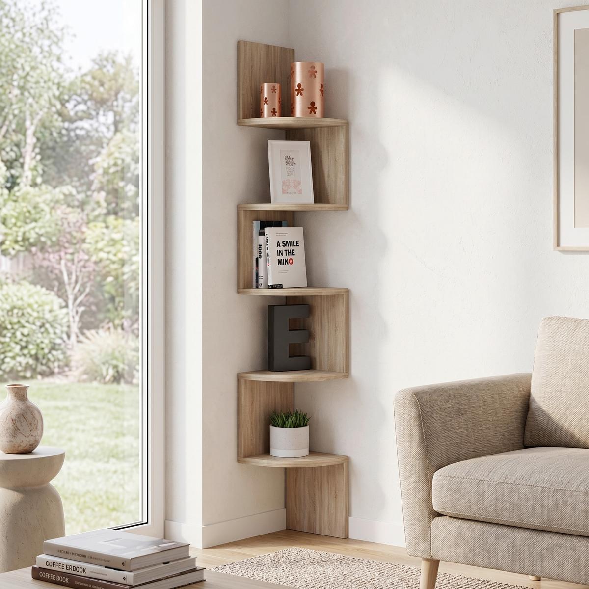 Eckregal MINTIS Sonoma Eiche ca.19x123x19cm - Sonoma Eiche, Basics, Holzwerkstoff (19,6/123,6/19,6cm) - MID.YOU