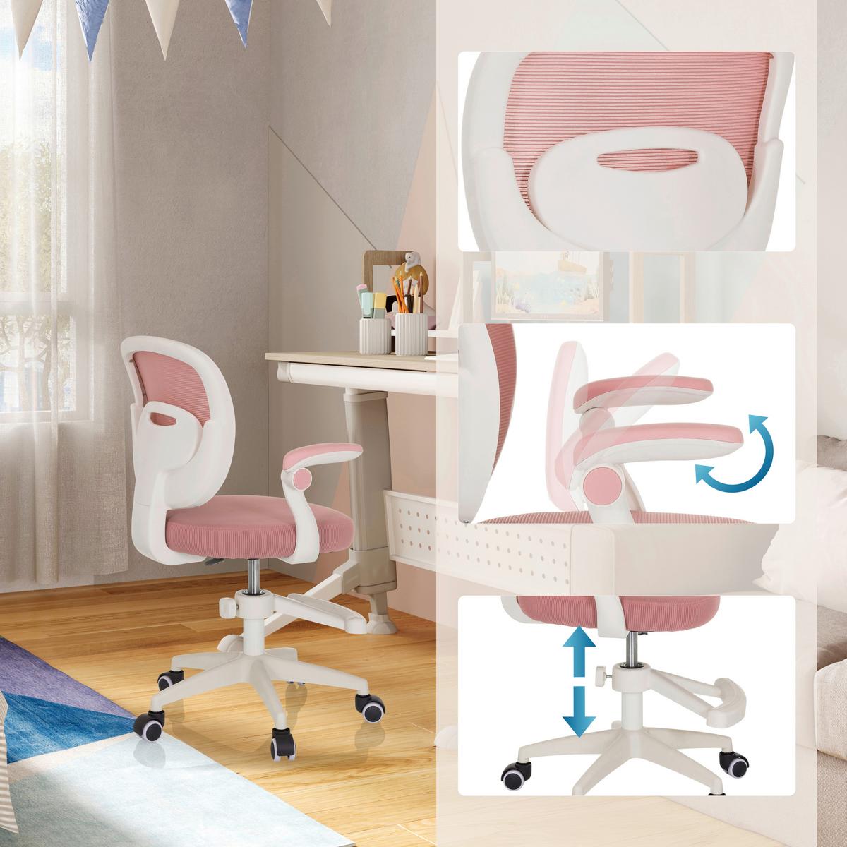 Mladinski Vrtljivi Stol Kiddy Smart, Roza - roza/bela, Moderno, umetna masa/tekstil (61/84-97/55cm) - MID.YOU