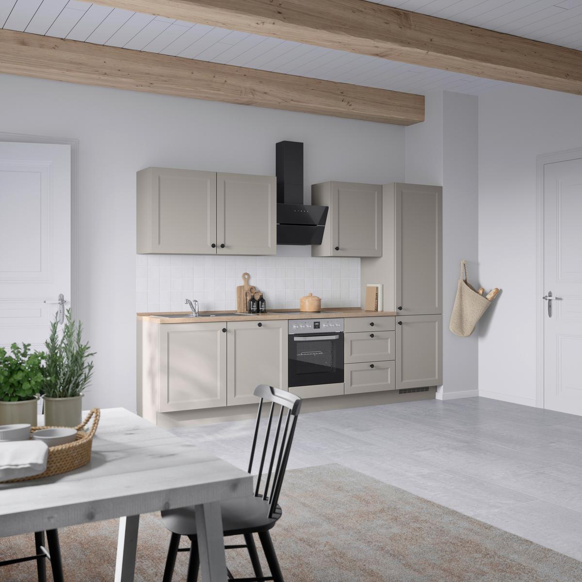 Küchenblock Cascada High m. Geräten Grau - Eiche dunkel/Schwarz, MODERN, Holzwerkstoff/Metall (300cm) - Nobilia