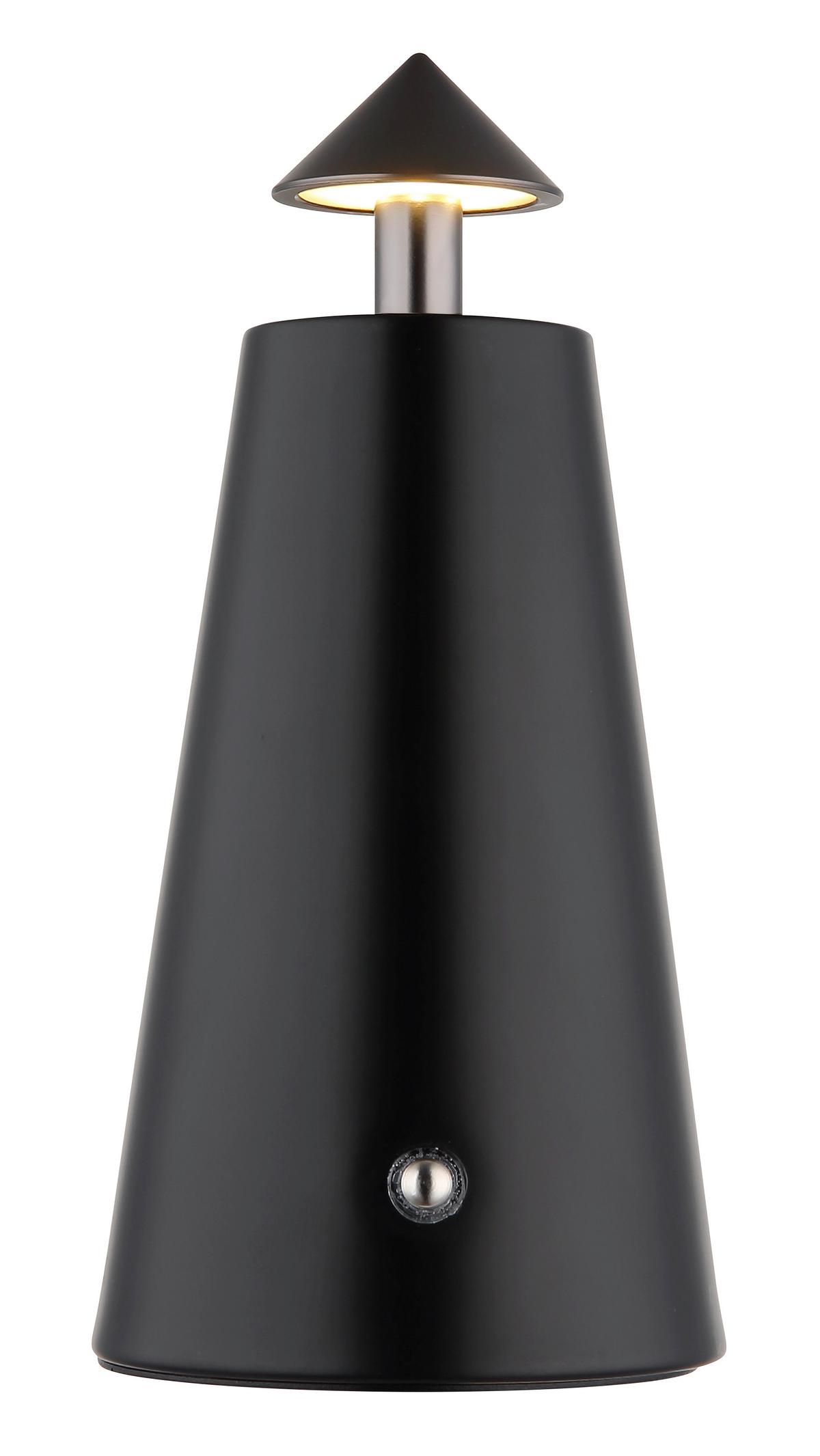 AKKU-TISCHLEUCHTE 21037S LIVA - Weiss/Schwarzchrom, Design, Kunststoff/Metall (9/19cm) - Globo