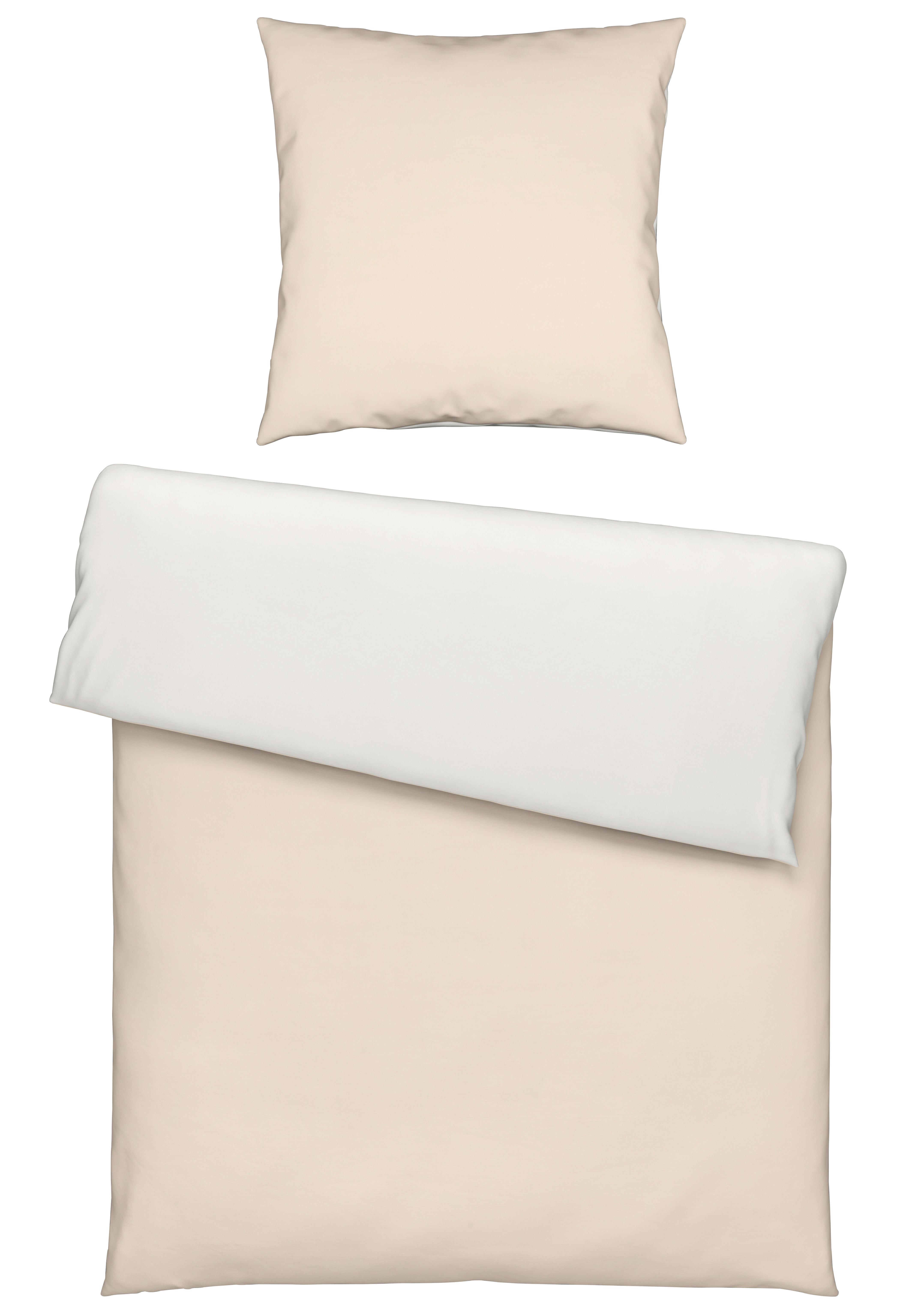 Bettwäsche Annika in Weiß/Beige ca. 135x200cm - Beige/Weiß, Textil (135/200cm) - Modern Living
