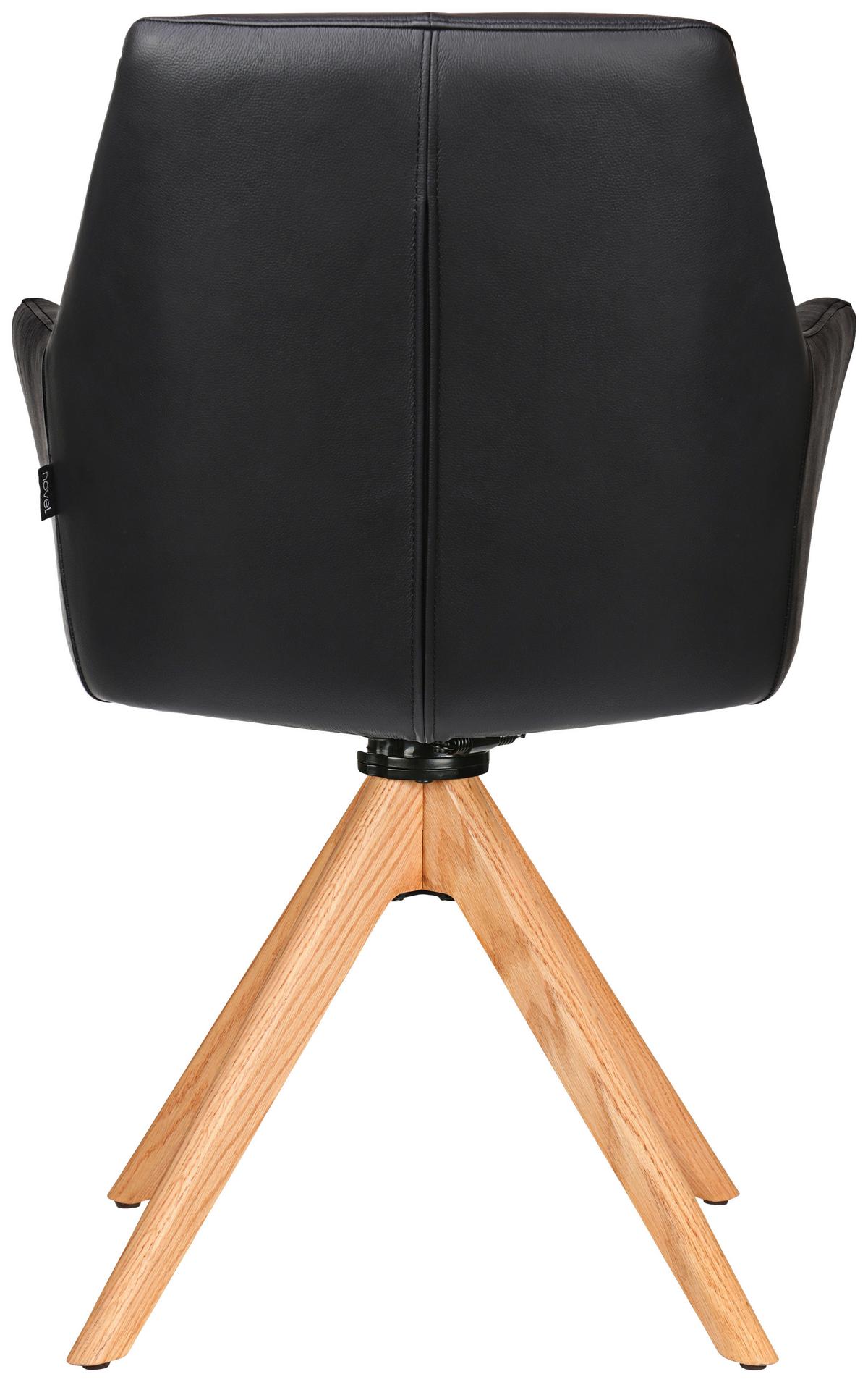 KRZESŁO Z PODŁOKIETNIKAMI MEDUSA -EXKLUSIV- - kolor dębowy/kolor naturalny, Konventionell, skóra/drewno (59,5/87,5/63cm) - Novel