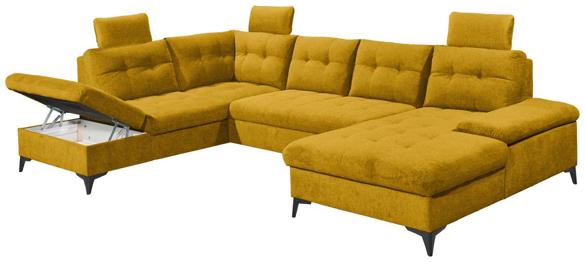 Wohnlandschaft Durban U ca. 218x324x170 cm Gelb - Gelb/Schwarz, KONVENTIONELL, Kunststoff/Textil (218/324/170cm) - MID.YOU