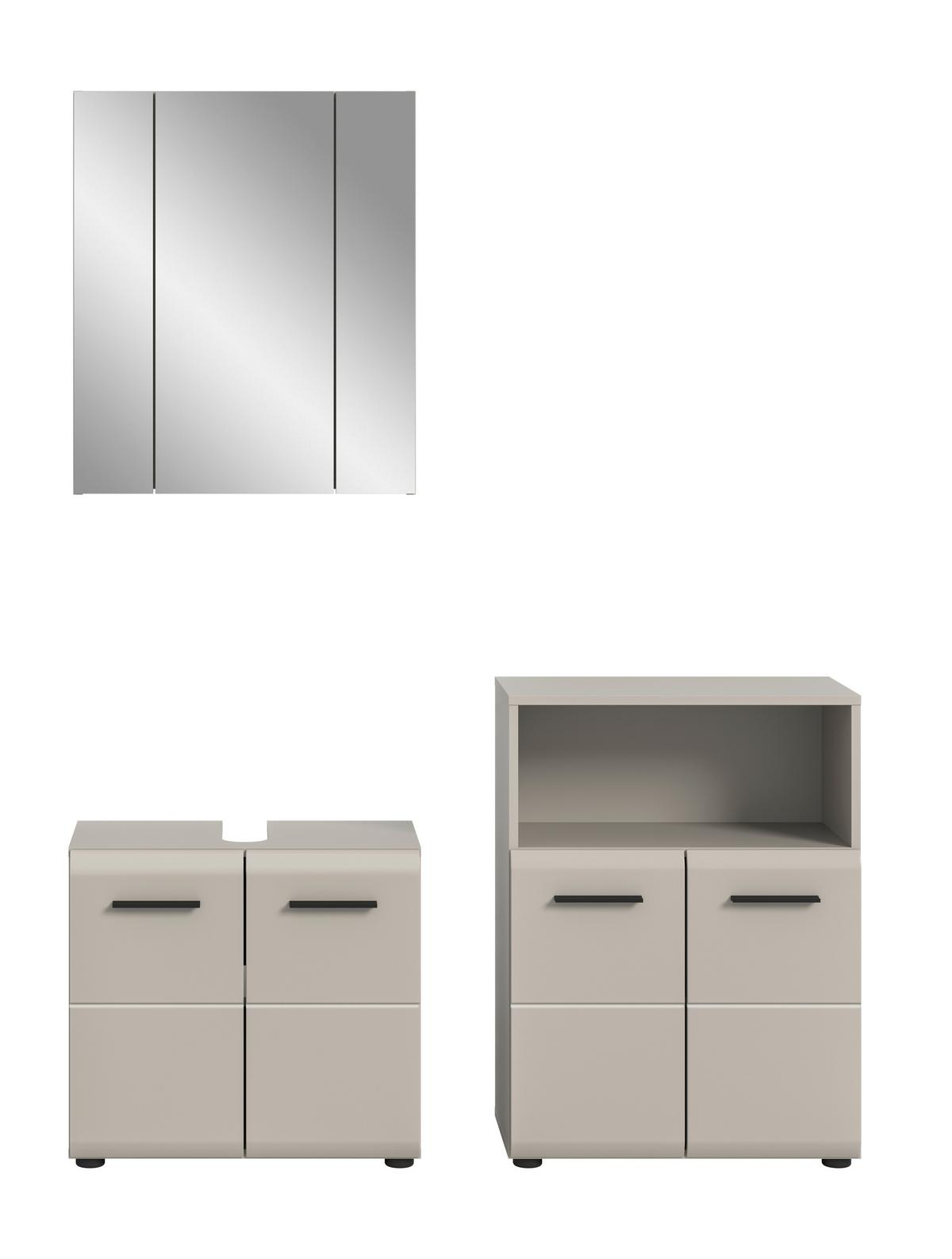 Badezimmer Ice Kaschmir 3-teilig - Kaschmir/Schwarz, Trend, Glas/Holzwerkstoff (120cm) - MID.YOU