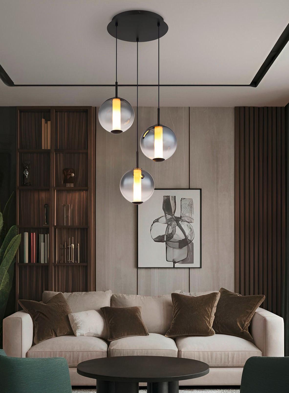 LED-HÄNGELEUCHTE 15798-3HR LACY - Weiss/Schwarz, Konventionell, Glas/Kunststoff (38/120cm) - Globo