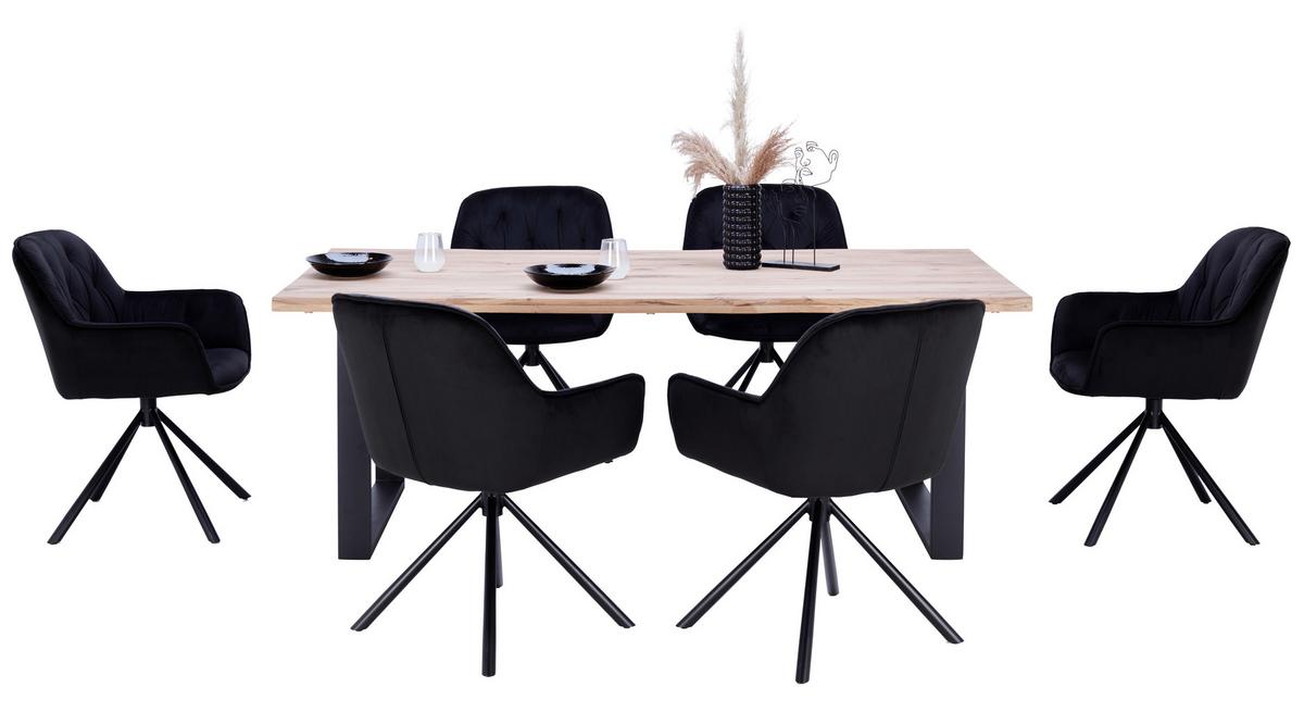 Masă WOOD 200 - culoare natur/negru, Konventionell, lemn/metal (200/75/100cm) - James Wood
