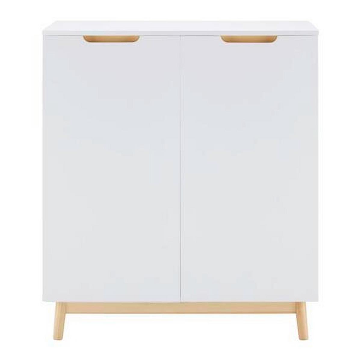 Kommode Nicole Weiß/Kiefer Echtholz/MDF - Weiß/Kieferfarben, MODERN, Holz (80/94,5/38cm) - Bessagi Home
