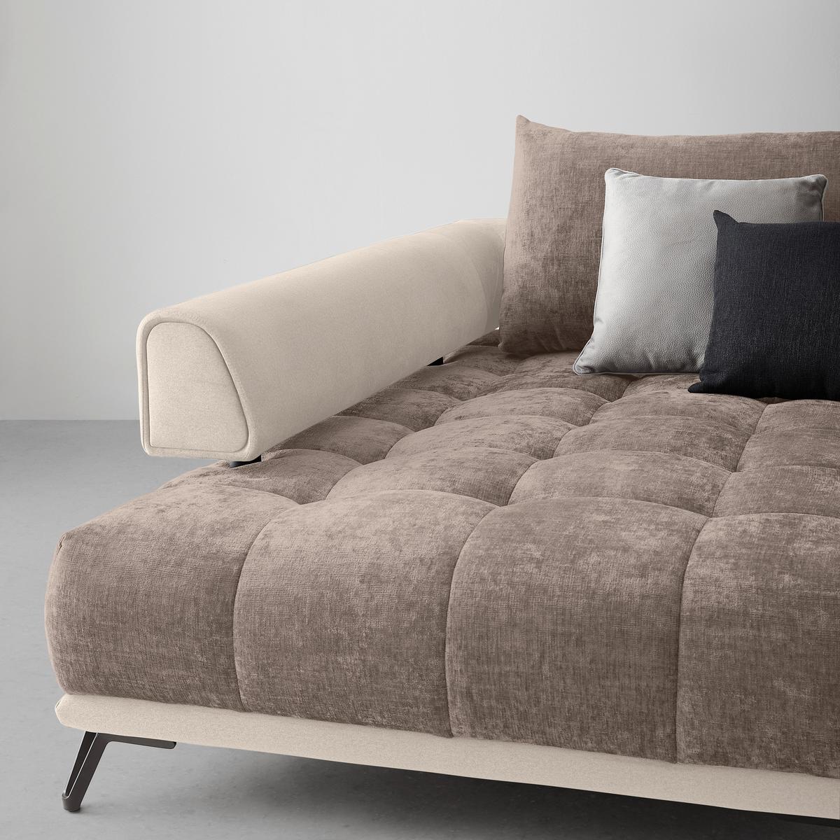 Ecksofa Morgan Cappuccino - Creme/Schwarz, MODERN, Textil/Metall (184/262cm) - Mömax