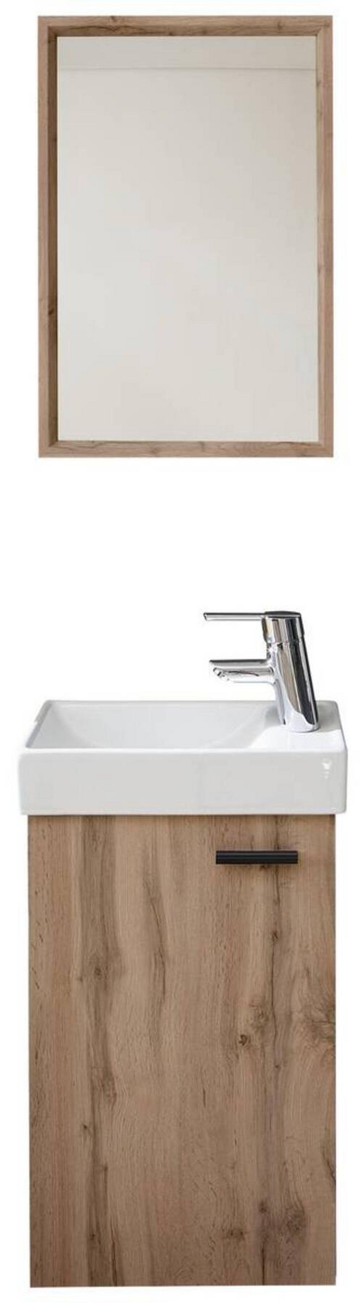Gästebad Amy 2-teilig in Eichefarben - Wildeiche/Weiss, Modern, Glas/Holzwerkstoff (41/165/23cm) - Mömax
