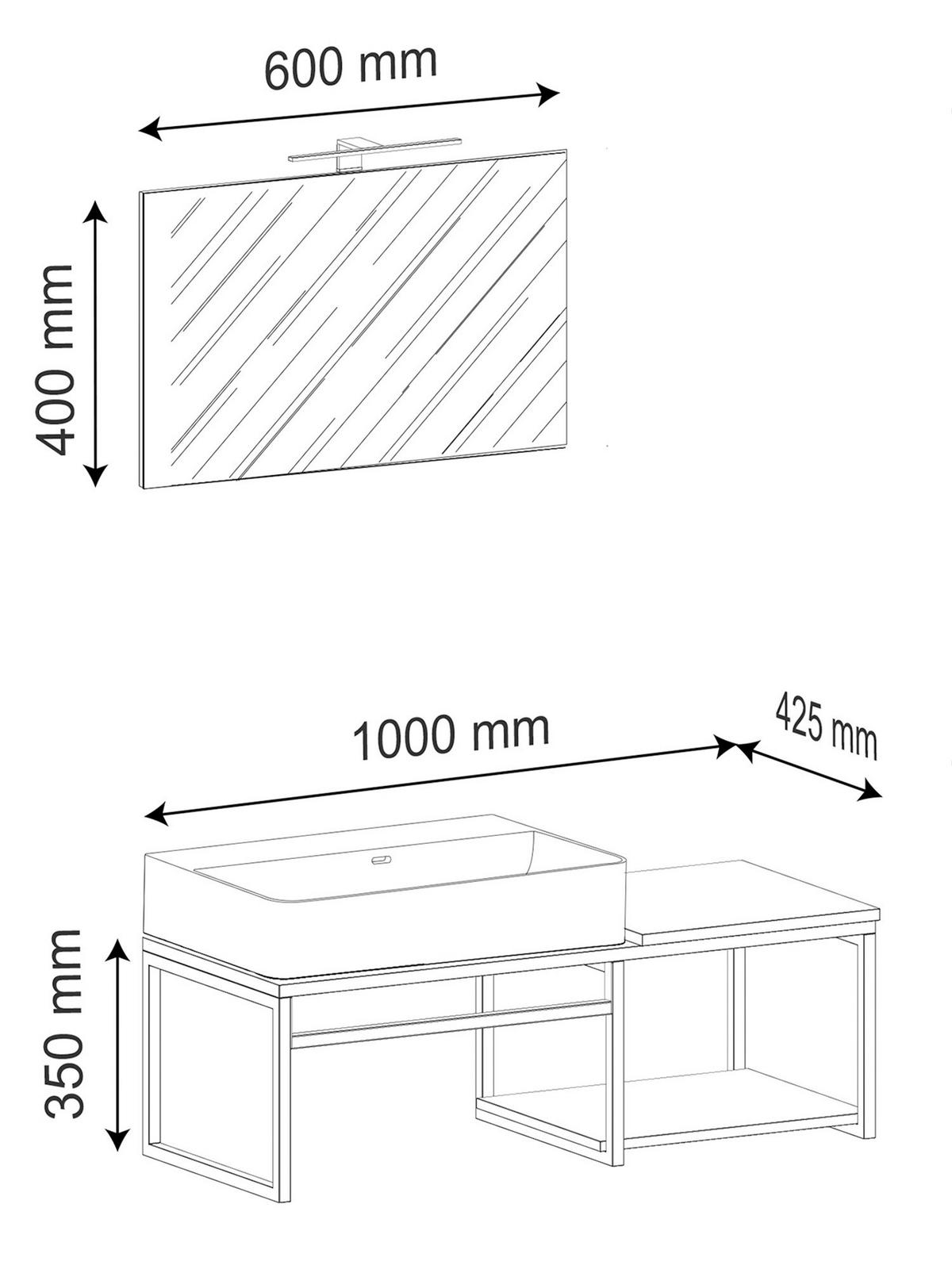 BADEZIMMER 3-TLG. WASCHPLATZ "BITILA 100" - Honigeiche/Weiss, Modern, Glas/Keramik (100cm) - MID.YOU