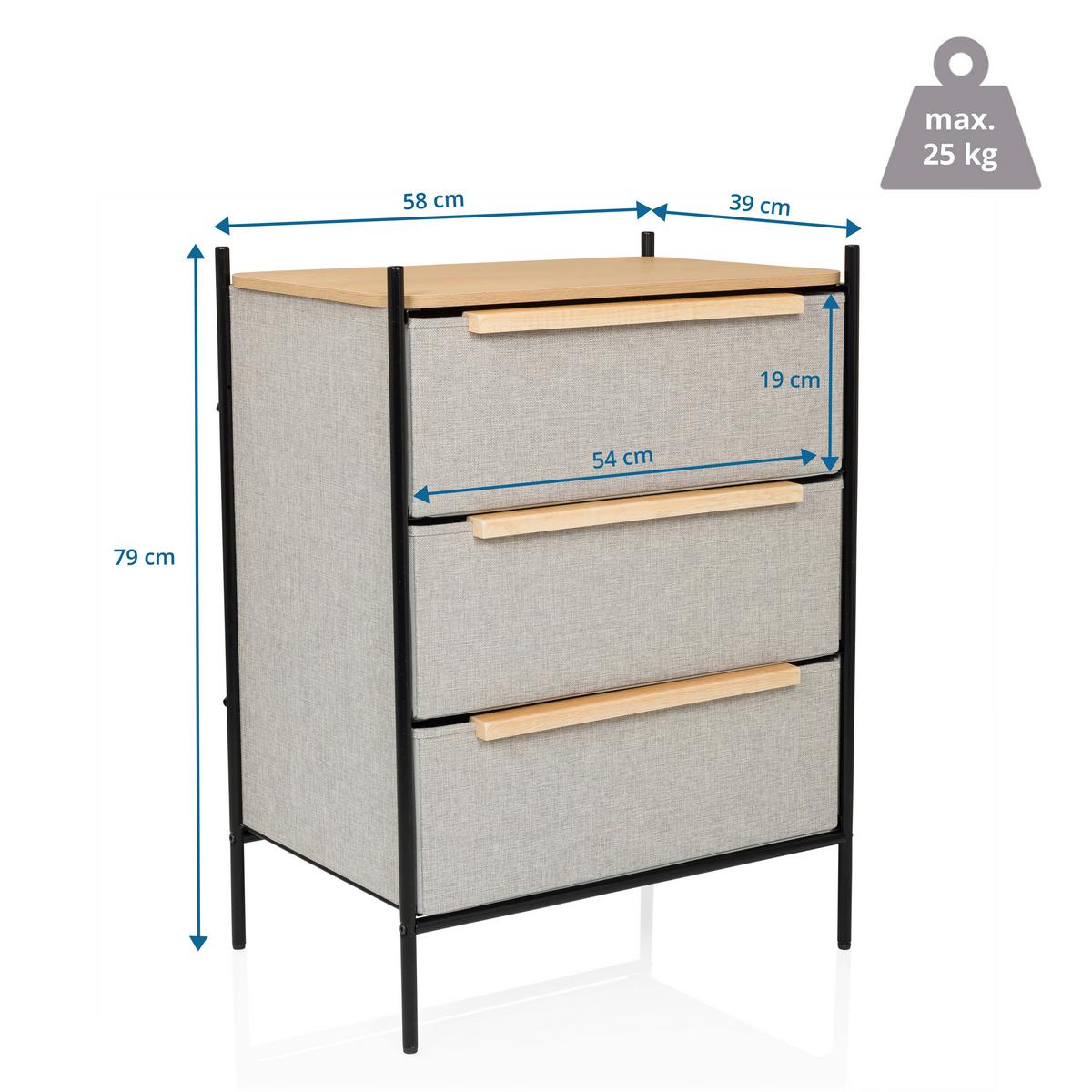 Komoda Stuvar, Rjavosiva - svetlo rjava/rjavosiva, Moderno, kovina/leseni material (58/79/39cm) - MID.YOU