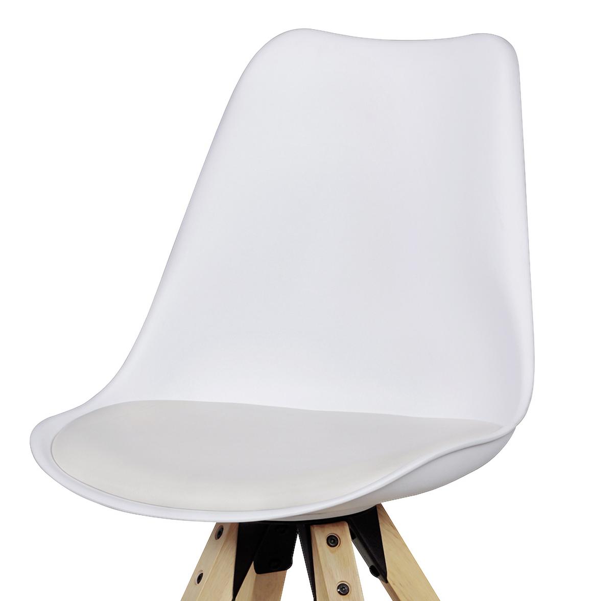 Stuhl - Set "WL5.024" , 2 - er Set , weiss - Eichefarben/Weiß, Design, Holz/Kunststoff (48/89/48cm) - MID.YOU