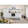 Küchenzeile mit Geräte Weiß B: ca. 310 cm - Edelstahlfarben/Weiß, KONVENTIONELL, Holzwerkstoff/Metall (310cm) - Respekta