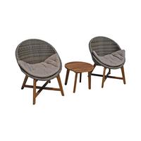 Balkonset 3-tlg. Kunststoffgelecht Taupe - Taupe/Hellgrau, Basics, Holz/Kunststoff (65/81/69cm) - Gardenson