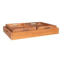 Serviertablett-Set Faro Tray Teakfarben, 3-teilig - Teakfarben, Design, Holz (38/58cm)