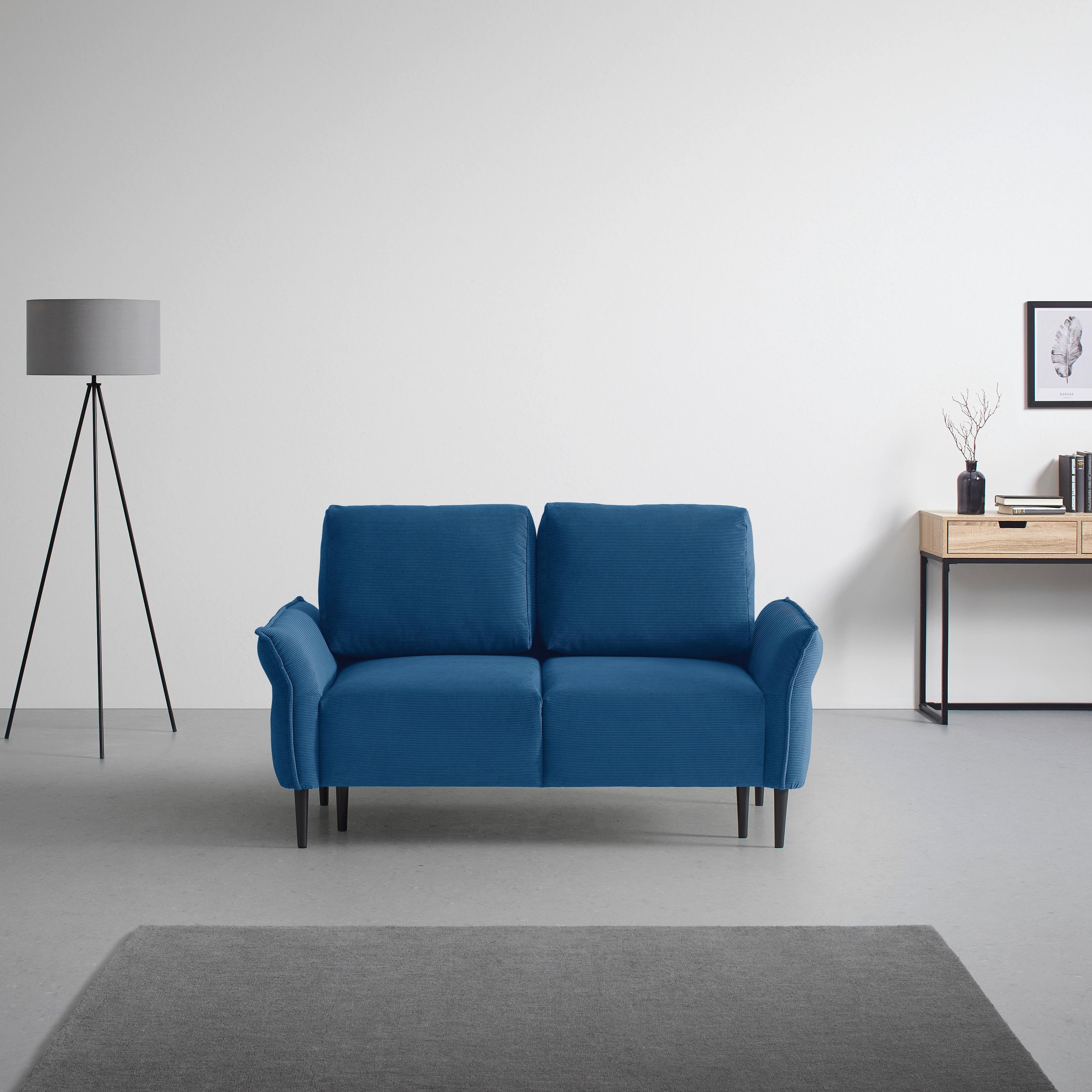 2-Sitzer-Sofa Custom Dunkelgrün - Dunkelgrün/Royalblau, MODERN, Holz/Textil (150/85/92cm) - Mömax