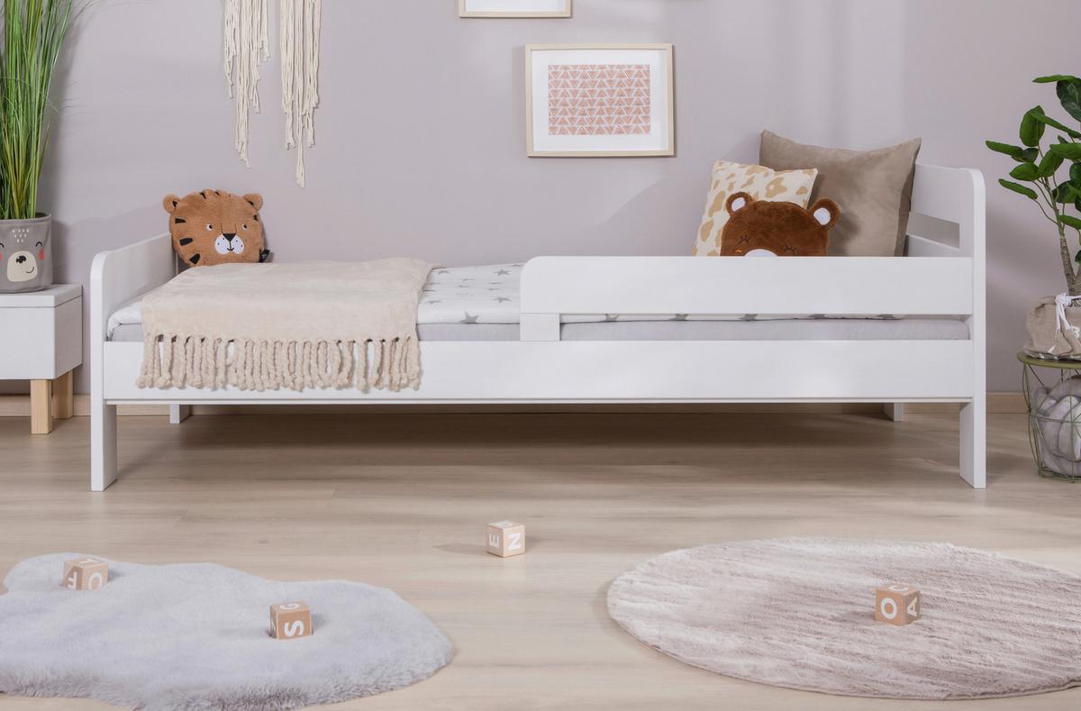 Bett Bennet mit Matratze ca. 90x200 cm Weiß - Naturfarben/Weiß, MODERN, Holz/Textil (90/200cm) - MID.YOU