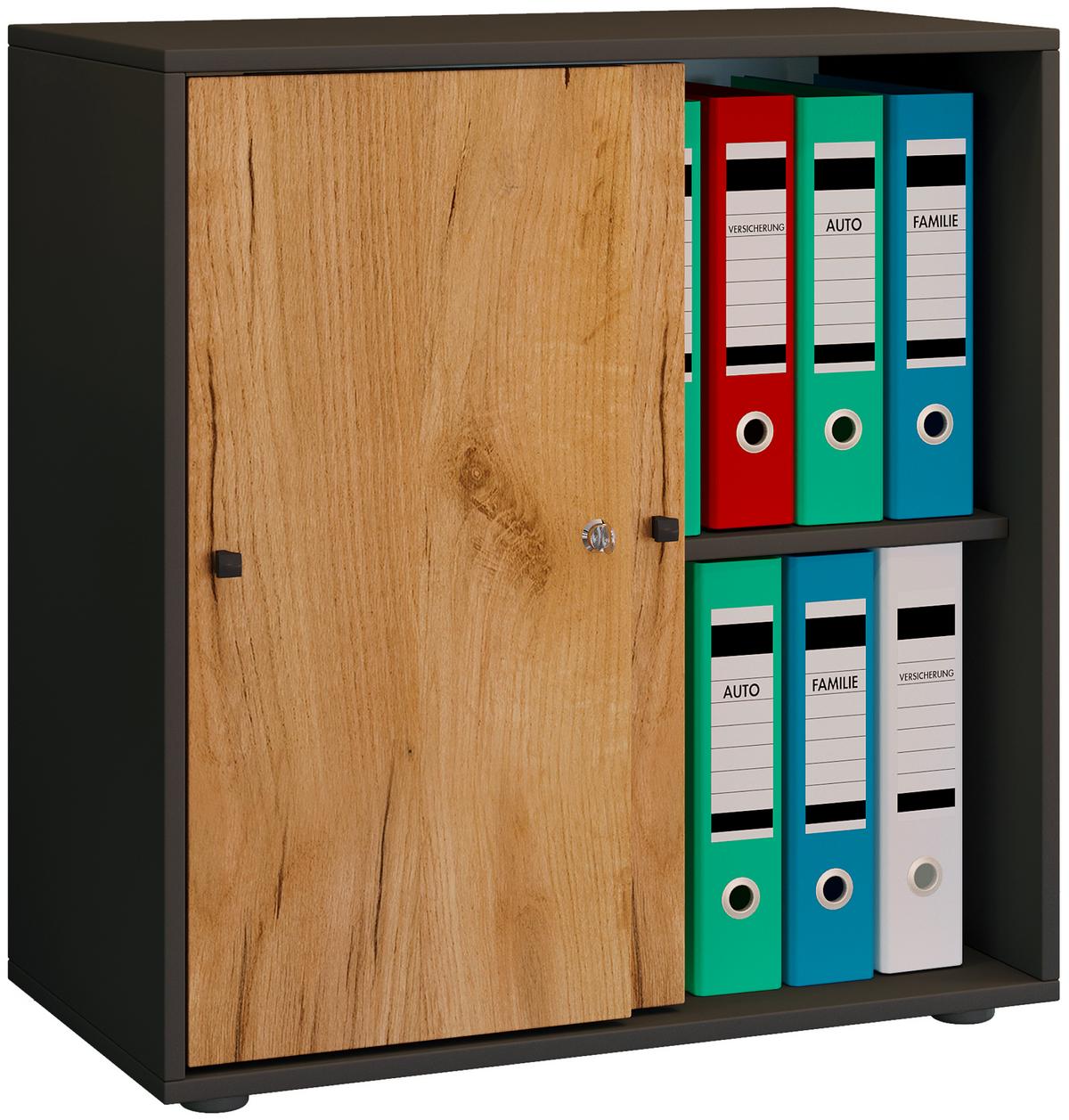 AKTENREGAL LONA L - Honigeiche/Anthrazit, Design, Holzwerkstoff/Kunststoff (70/74/37cm) - MID.YOU