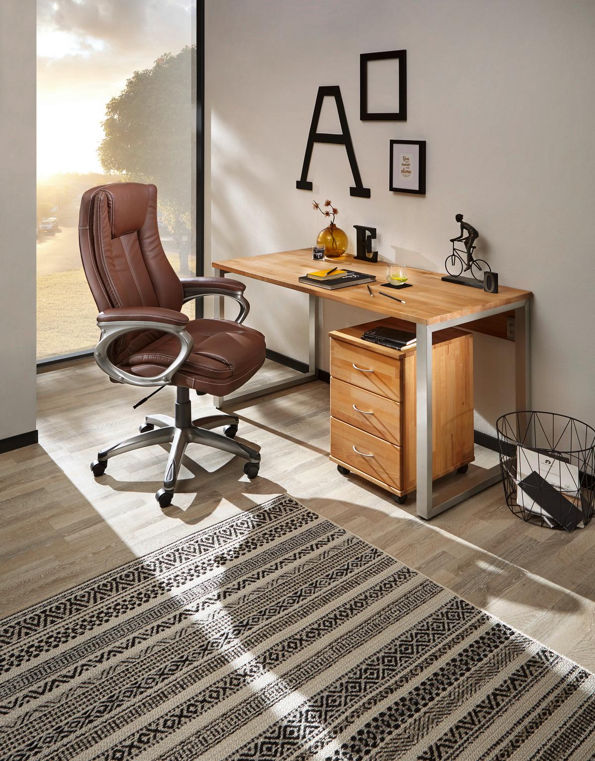 BIURKO OKLAHOMA -EXKLUSIV- - buk twardzielowy, Design, metal/drewno (140/70/76cm) - Carryhome