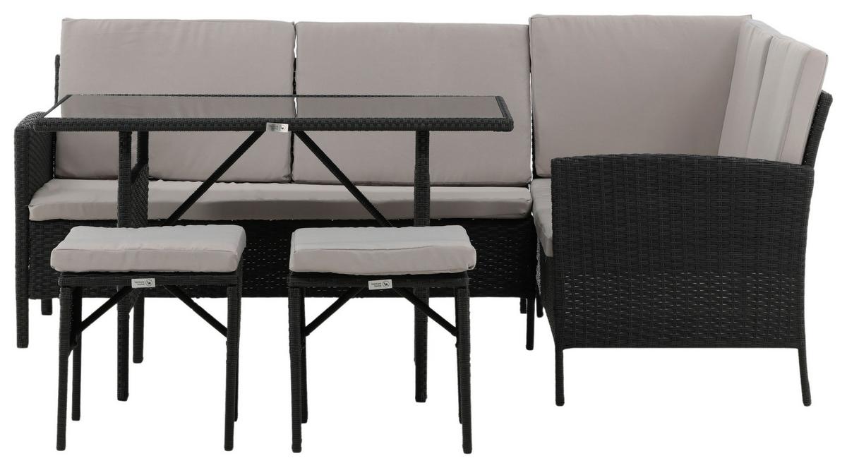 Dining-Loungeset Knock Grau/Schwarz - Schwarz/Grau, KONVENTIONELL, Kunststoff - Gardenson
